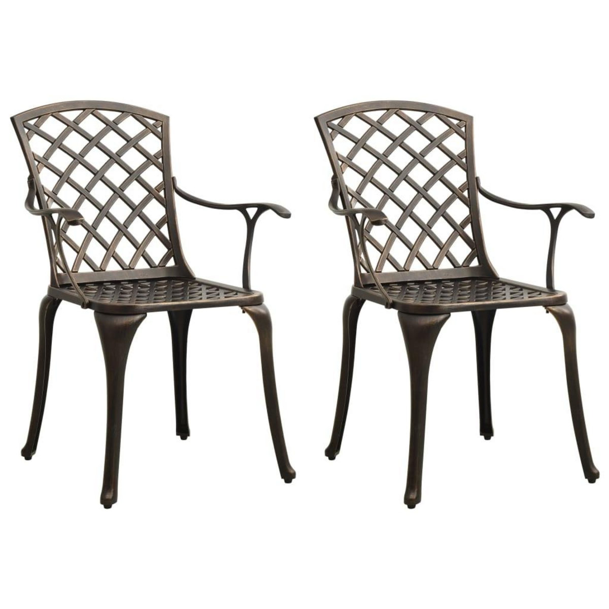 VIDAXL Chaises de jardin lot de 2 Aluminium coule Bronze