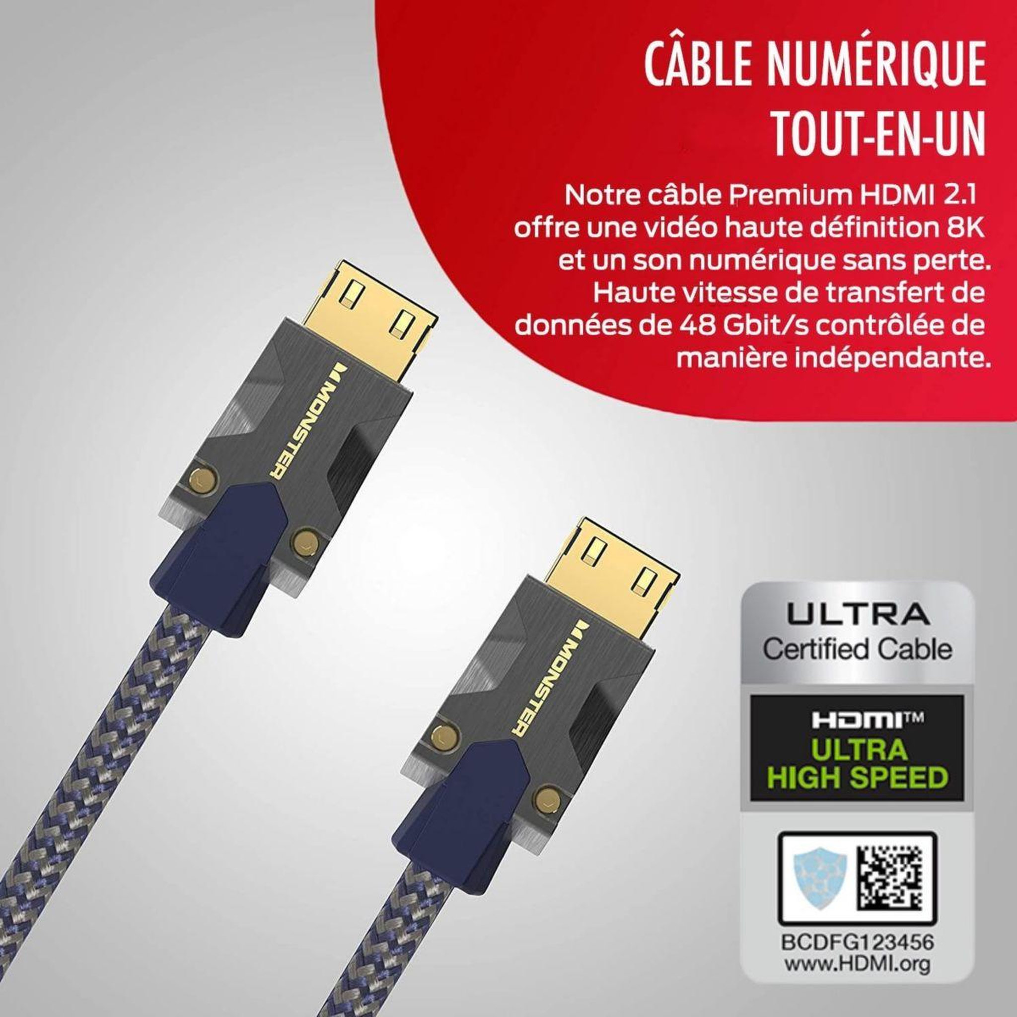 Voir la diapositive 2 : Monster Cable Câble HDMI M3000 UHD 8K DOLBYVISION HDR 48GBPS 1.5M