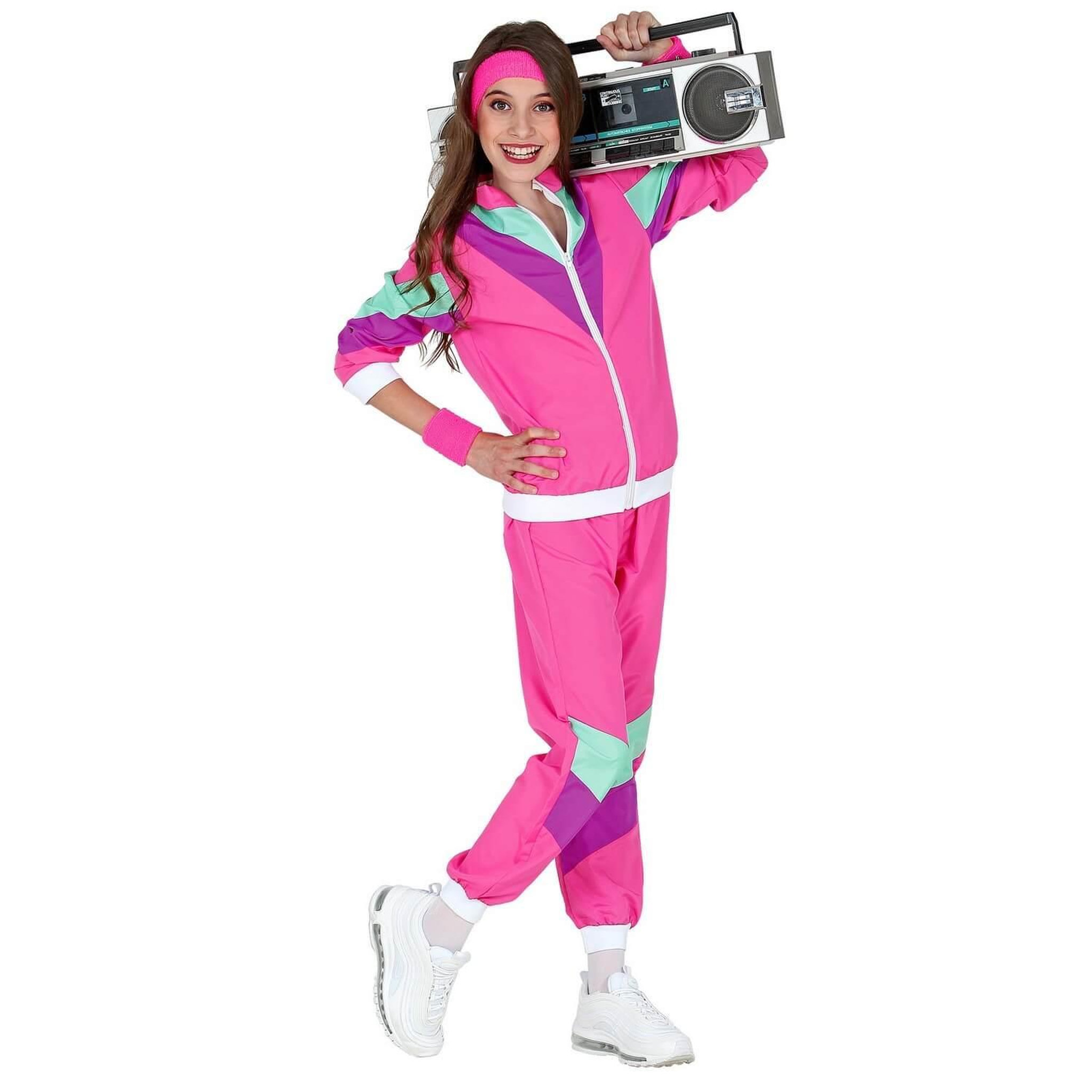 Voir la diapositive 2 : WIDMANN Déguisement jogging rose années 80 - Enfant - 4/5 ans (104 à 110 cm)
