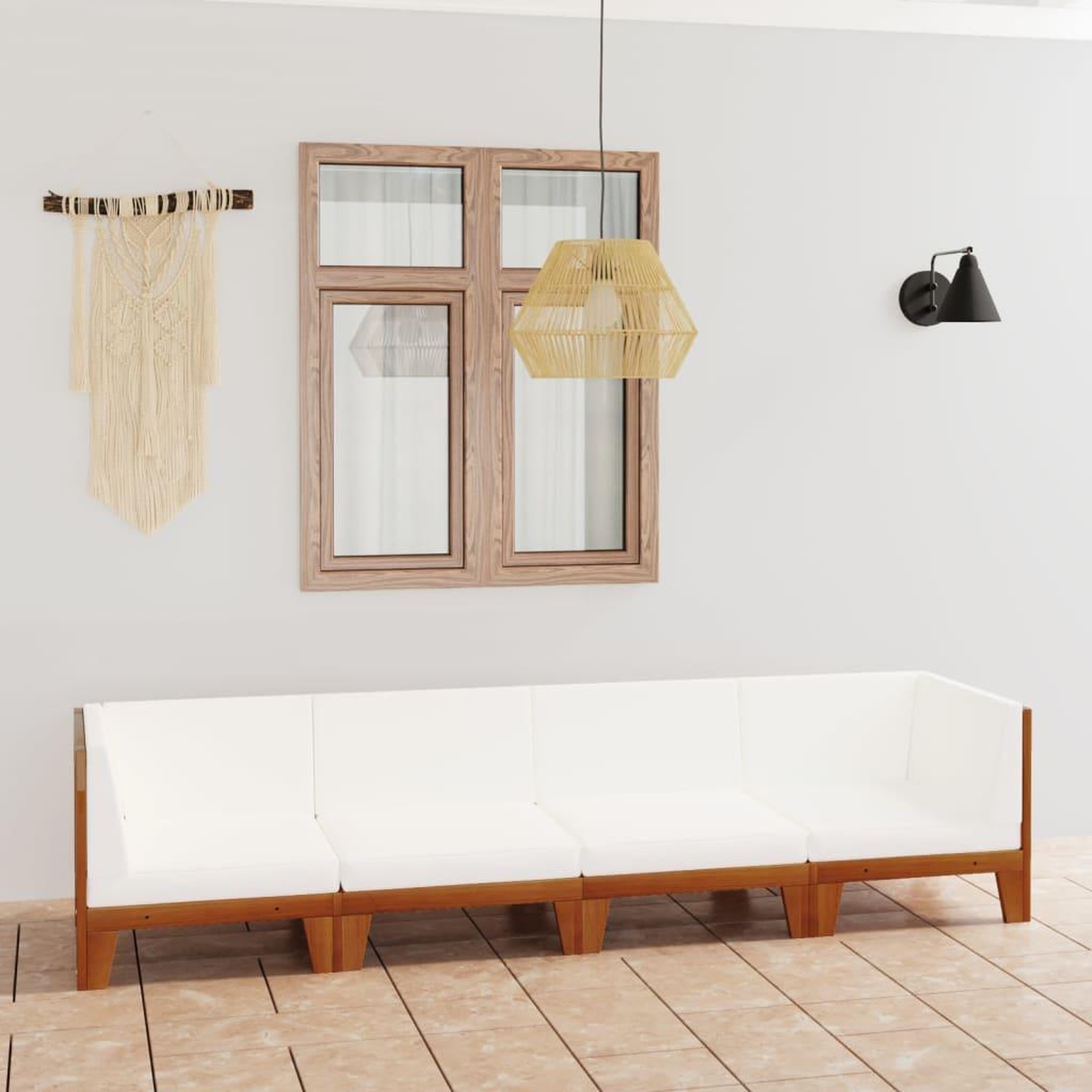 Voir la diapositive 1 : VIDAXL Salon de jardin 4 pcs avec coussins Bois d'acacia solide