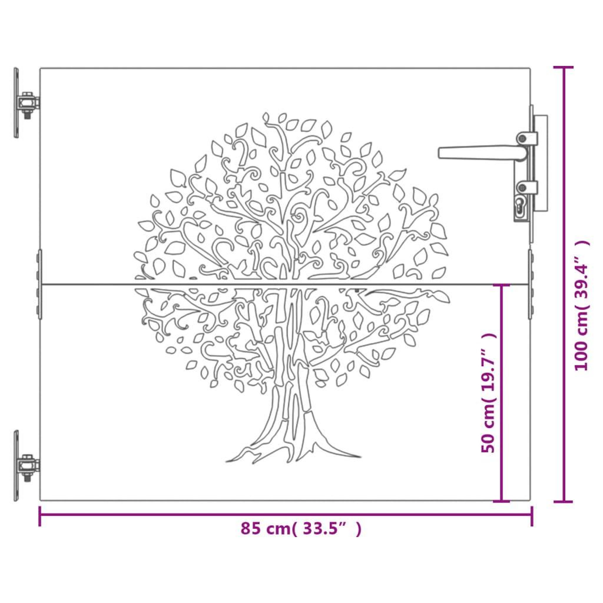 Voir la diapositive 6 : VIDAXL Portail de jardin 85x100 cm acier corten conception de l'arbre