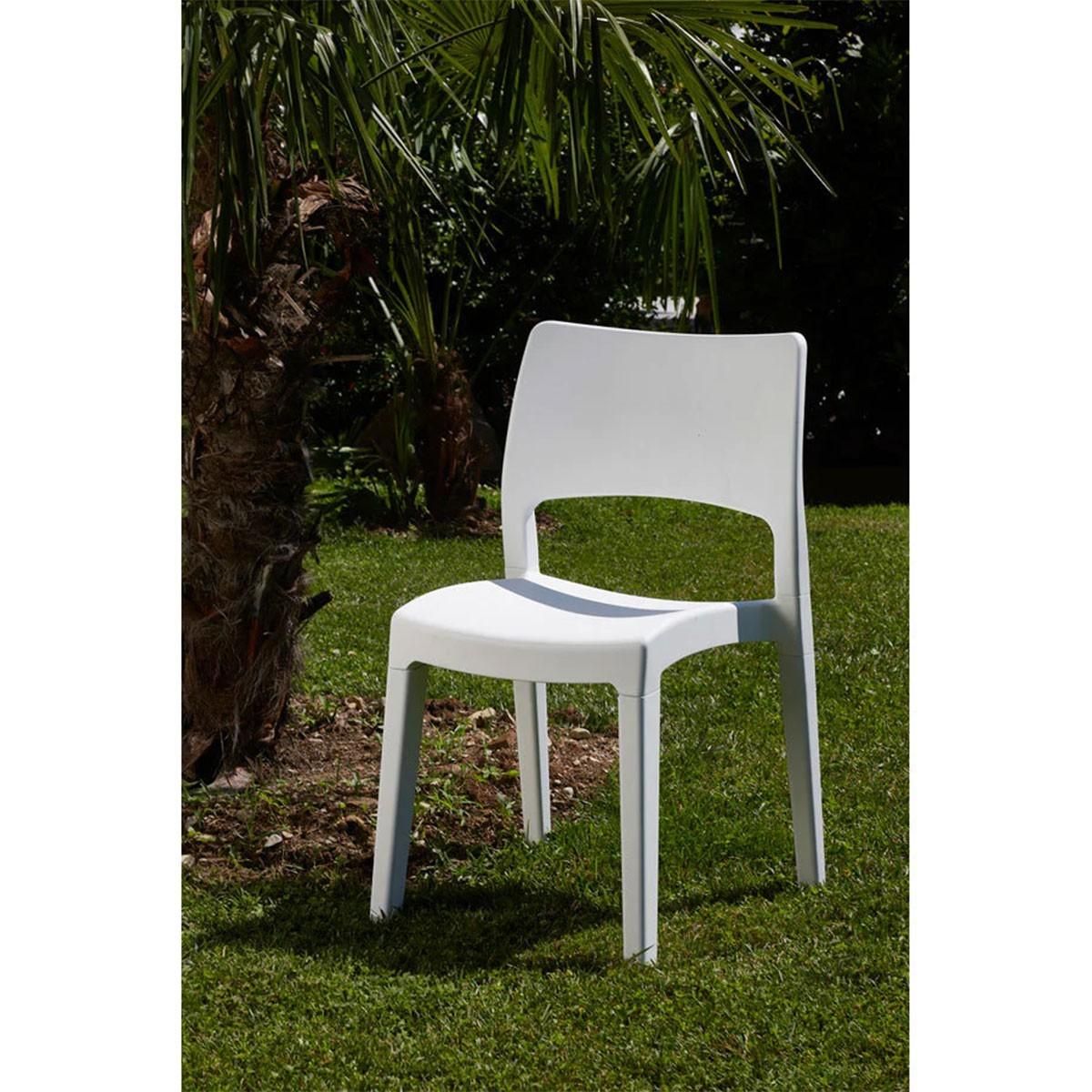 IPAE-PROGARDEN Chaise PVC blanche Intérieur/extérieur empilable et démontable 50x51xH82cm PRO