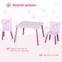 HOMCOM Ensemble table et chaises enfant design princesse motif château bois pin MDF rose
