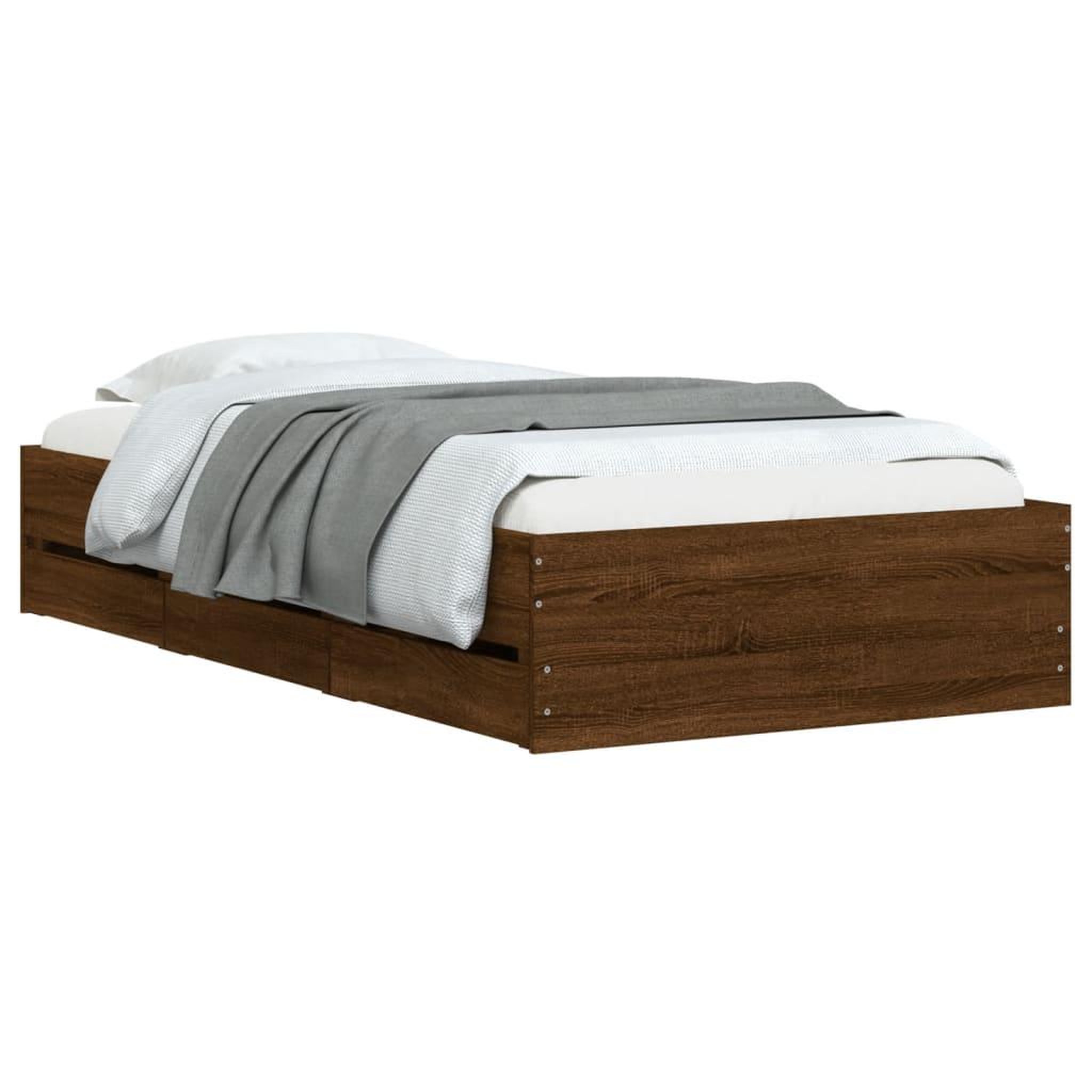Voir la diapositive 3 : VIDAXL Cadre de lit avec tiroirs sans matelas chene marron 100x200 cm