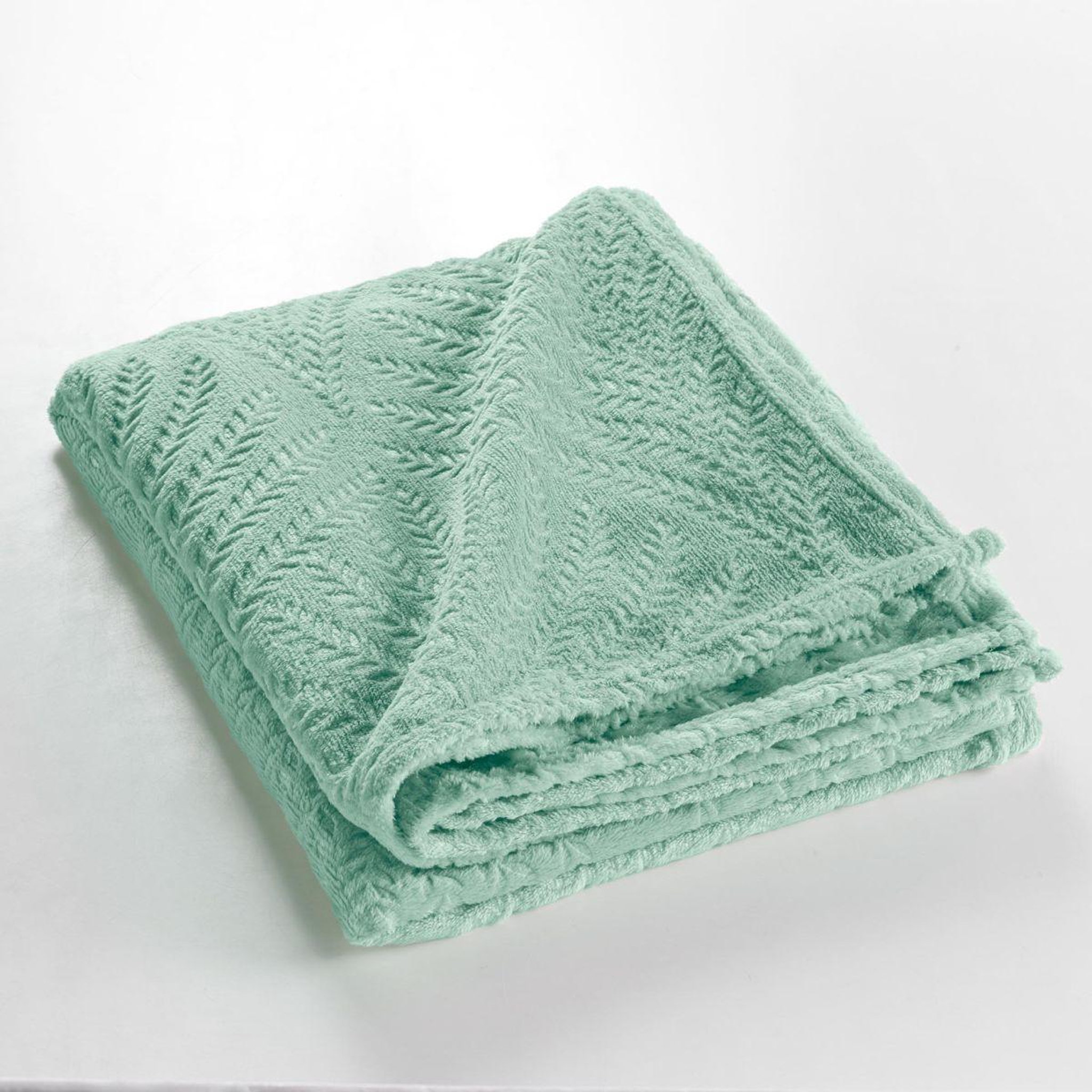 Voir la diapositive 3 : Douceur d'Intérieur Plaid uni en flanelle  nelia  125x150cm sauge