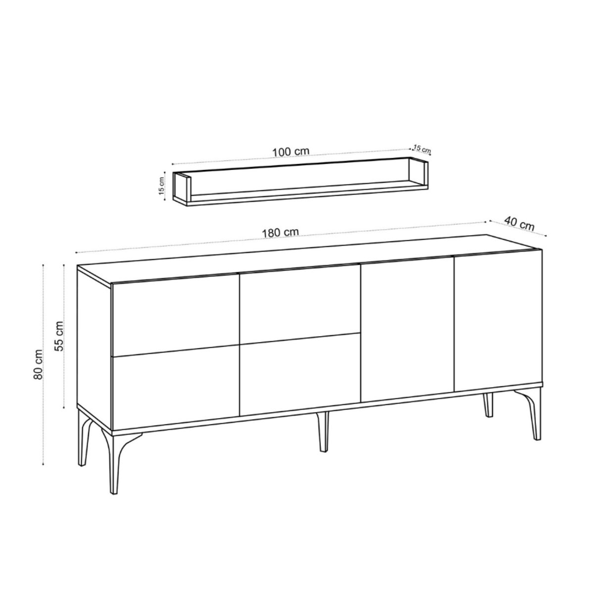 CONCEPT USINE Ensemble buffet et étagère murale ASSEN