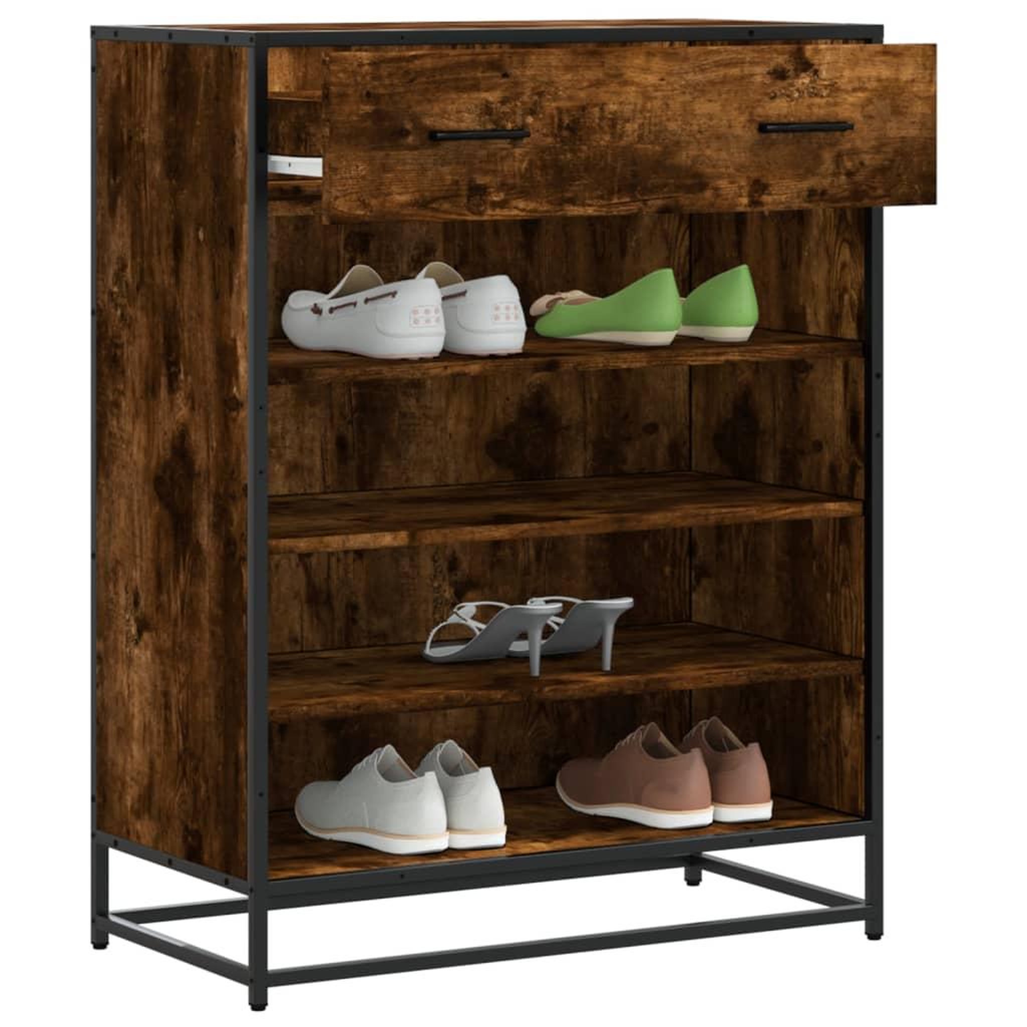 VIDAXL Meuble a chaussures chene fume bois d'ingenierie et metal