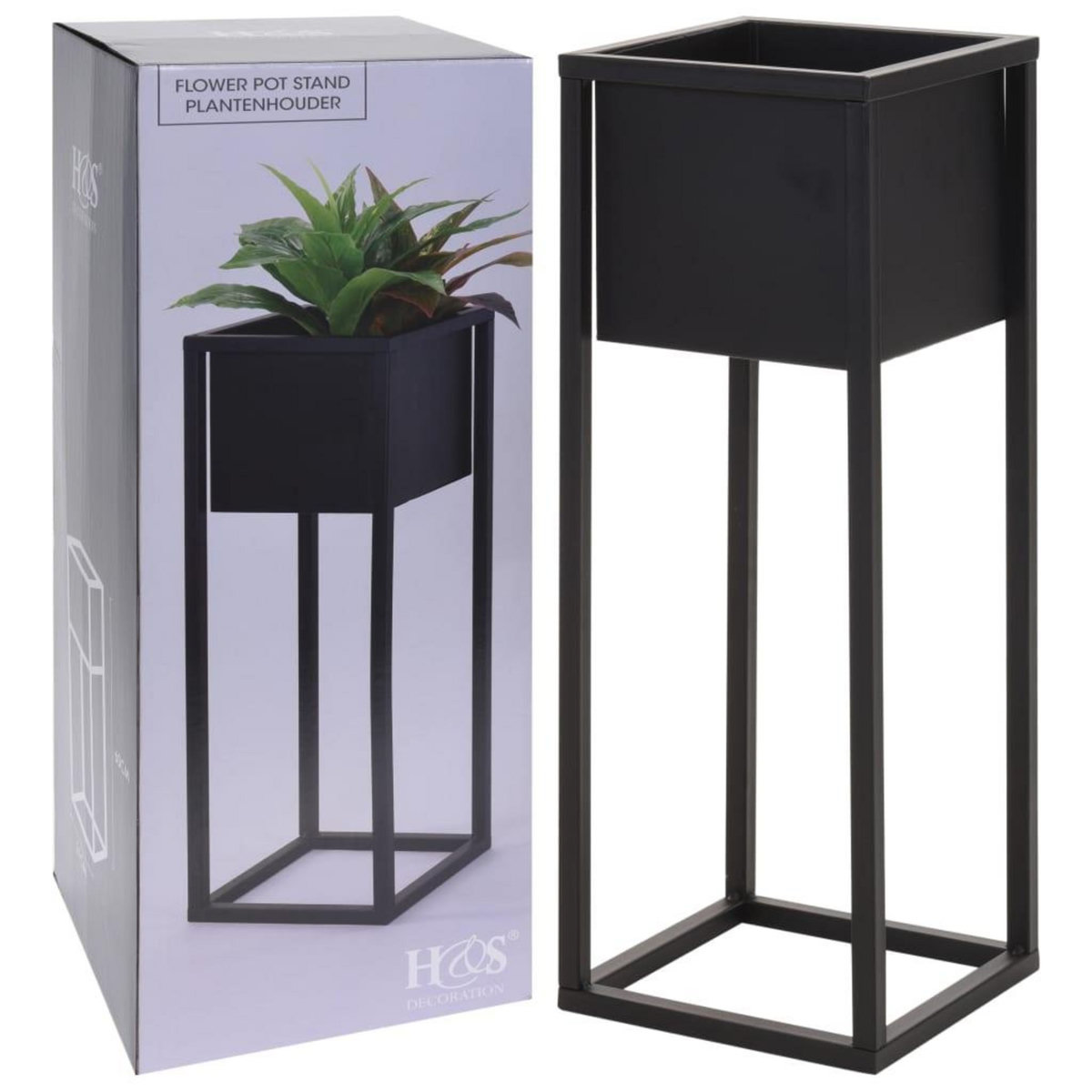 H&S Collection H&S Collection Pot de fleurs sur pied Metal Noir 60 cm
