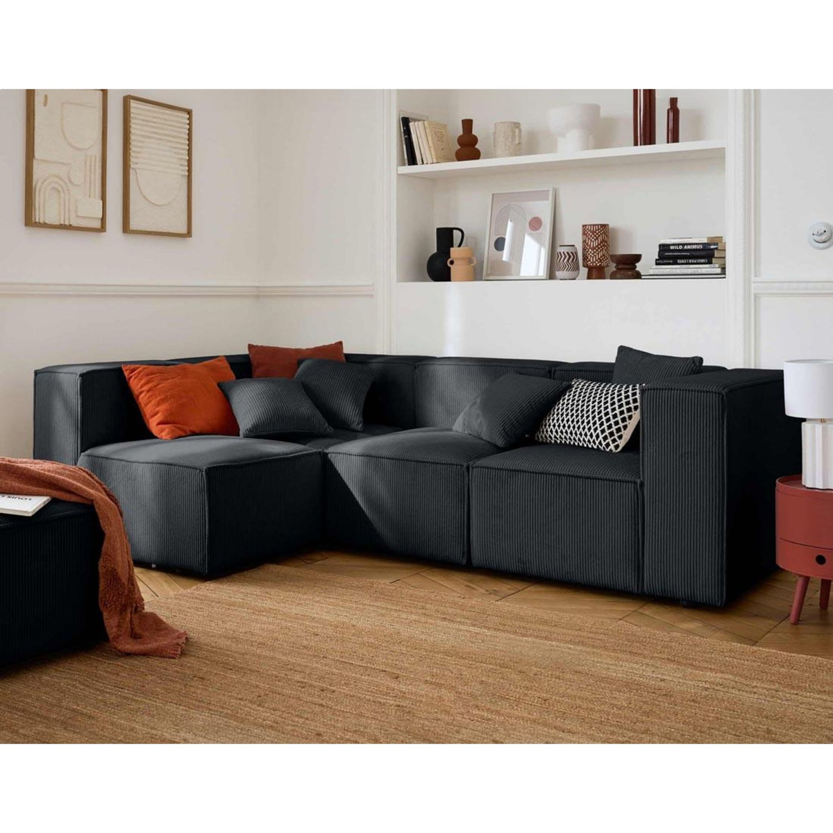 LISA DESIGN Arty - canapé modulable d'angle gauche 4 places - en velours côtelé