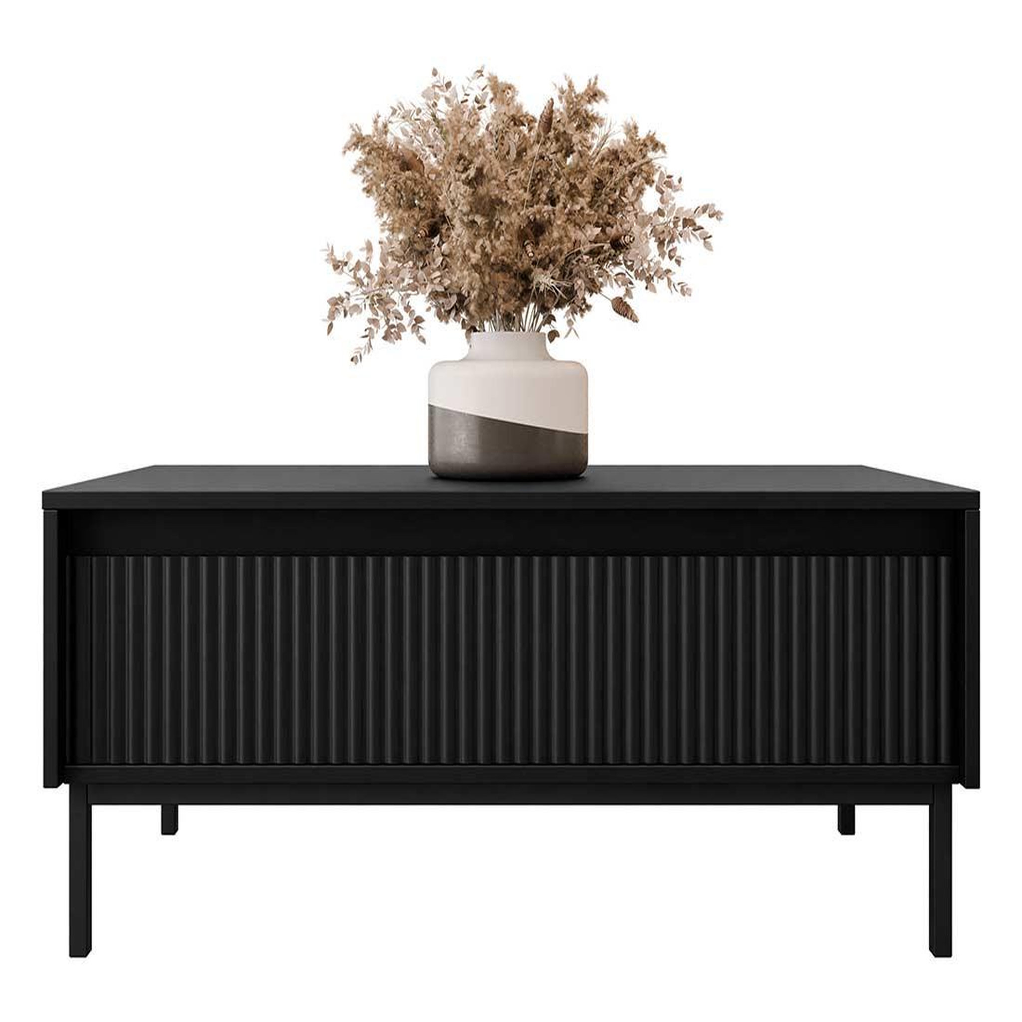 Voir la diapositive 4 : BEST MOBILIER Girona - table basse - noir - 1 tiroir - 100 cm