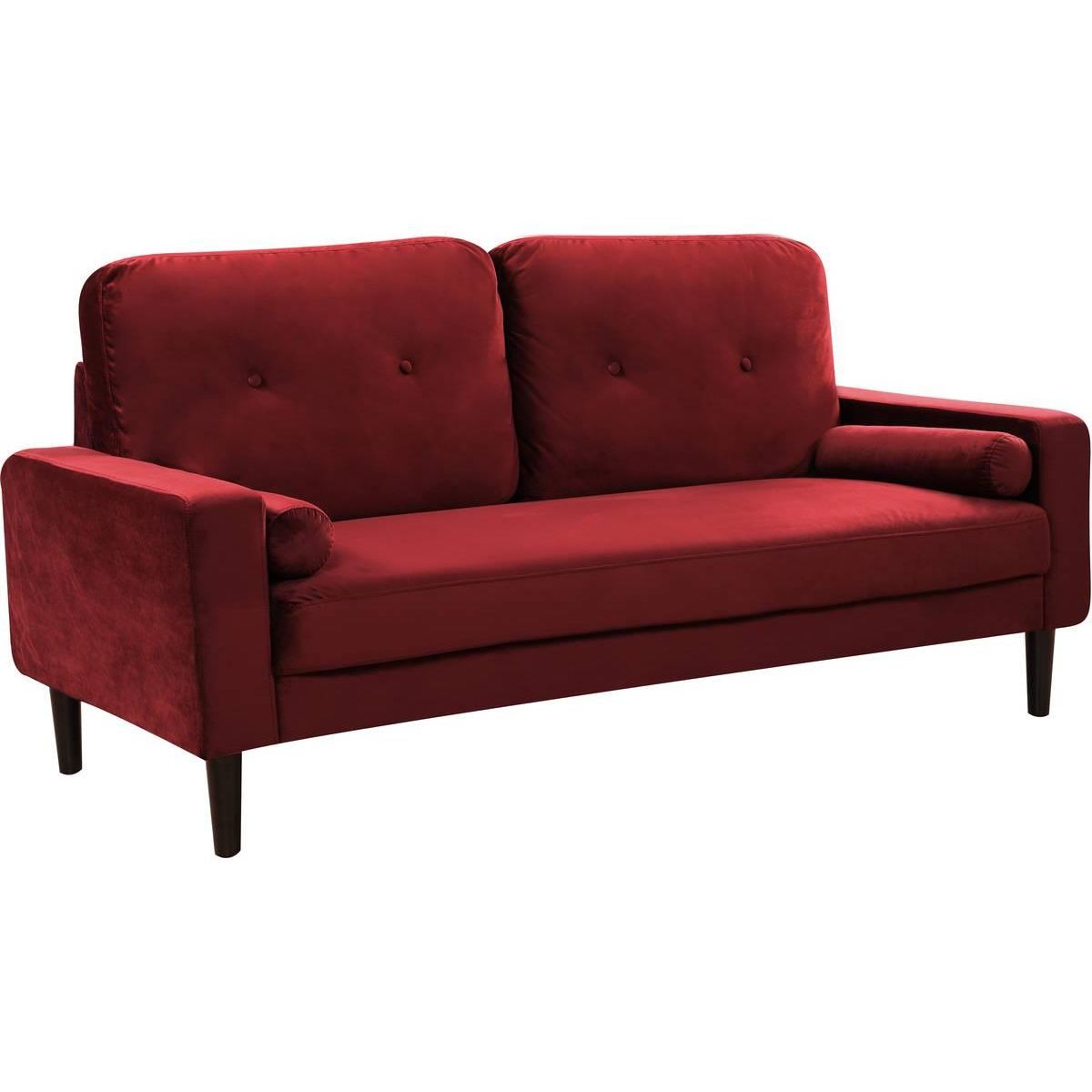 Habitat et Jardin Canapé droit fixe en velours  Monika  - 3 places - Bordeaux