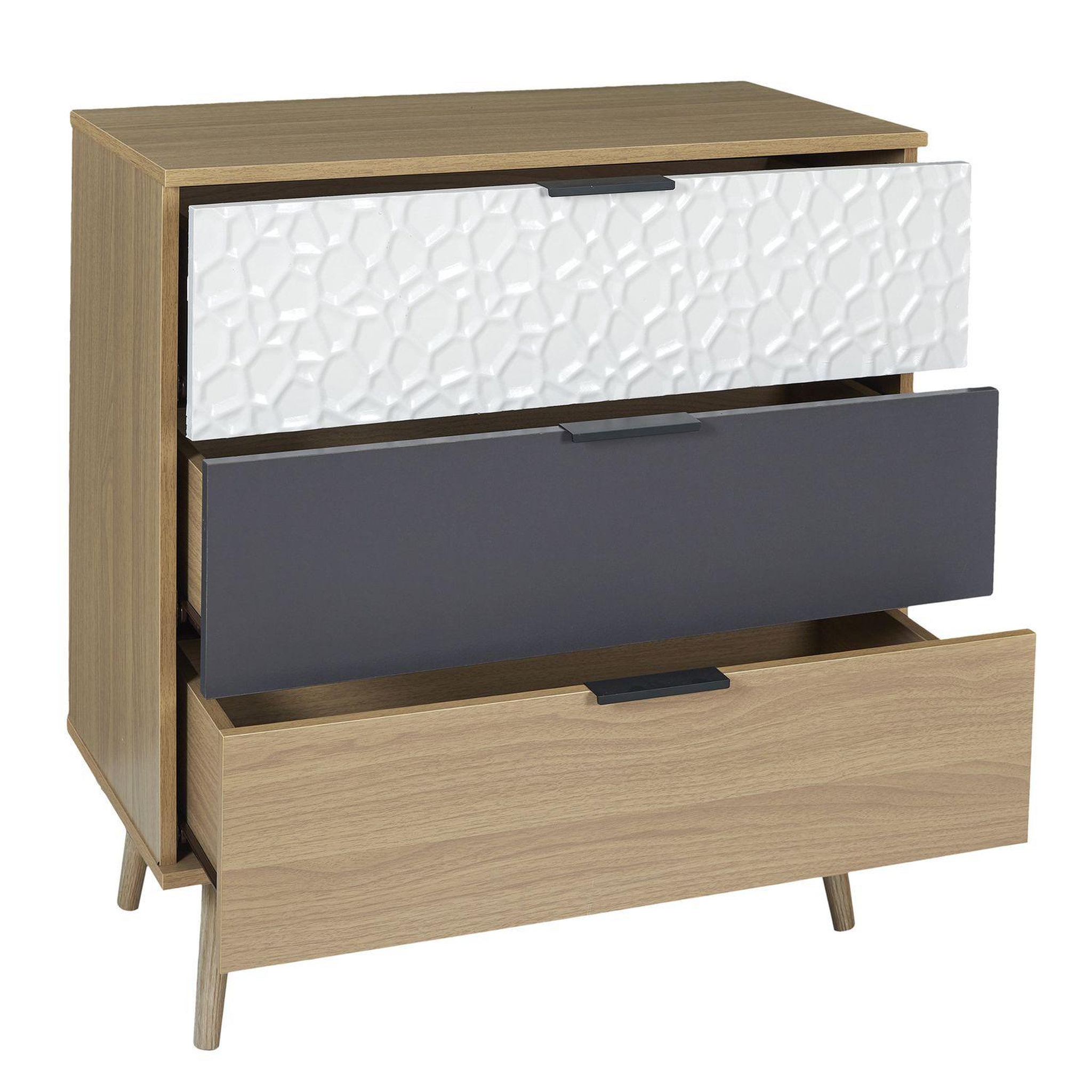 Voir la diapositive 3 : The Home Deco Factory Commode 3 tiroirs modèle sven - h. 80 cm. - bois