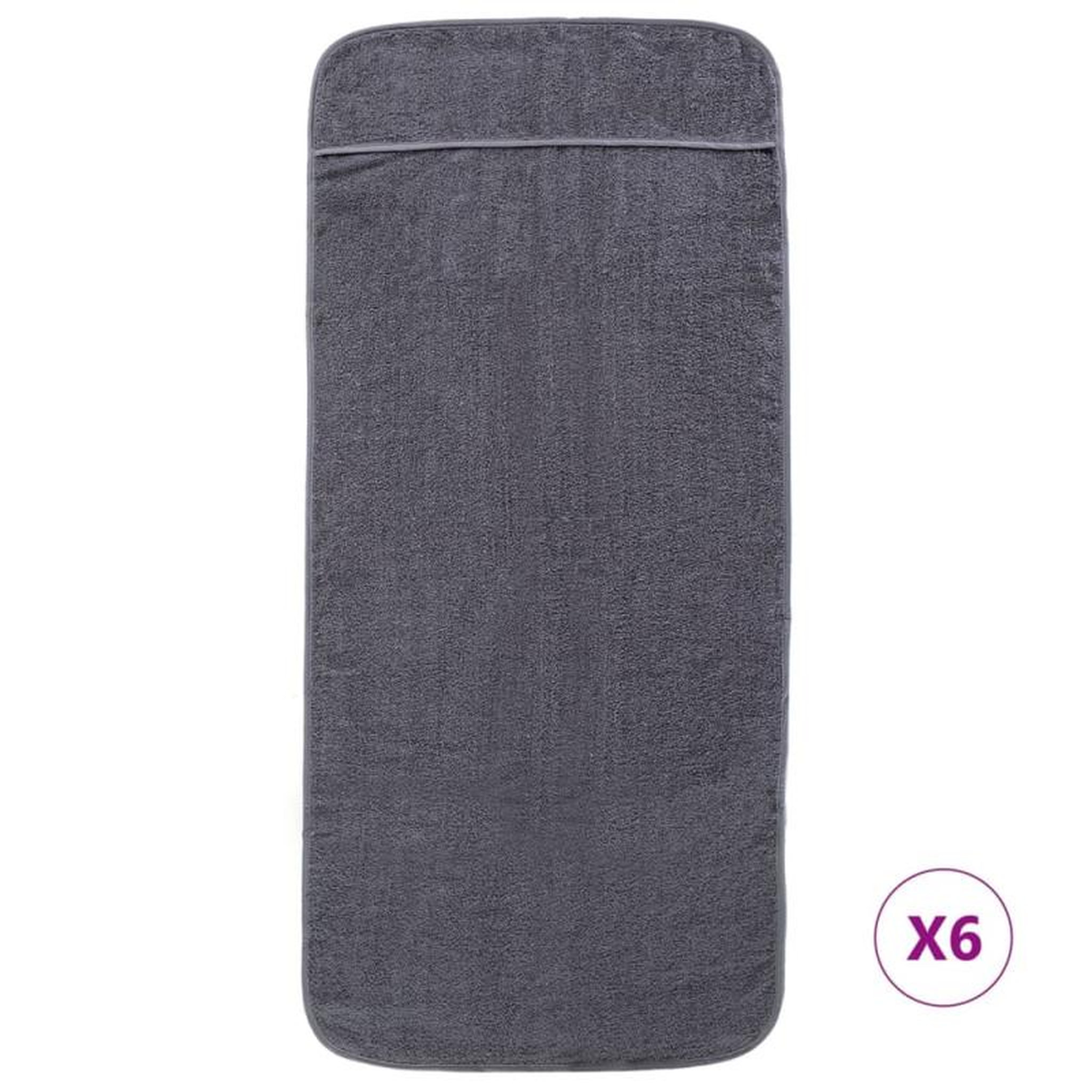 Voir la diapositive 3 : VIDAXL Serviettes de plage 6 pcs anthracite 60x135 cm tissu 400 GSM