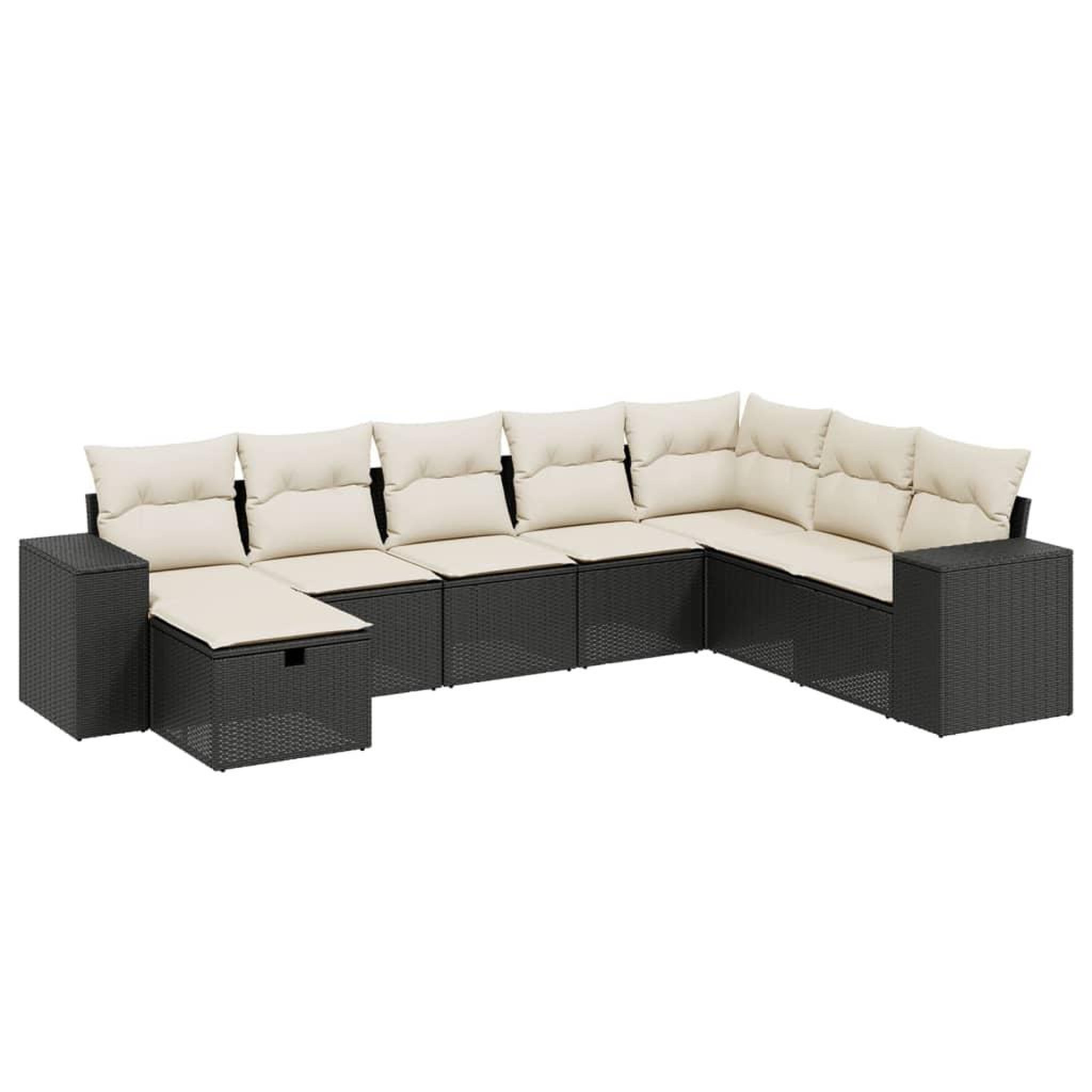 Voir la diapositive 2 : VIDAXL Salon de jardin 8 pcs avec coussins noir resine tressee