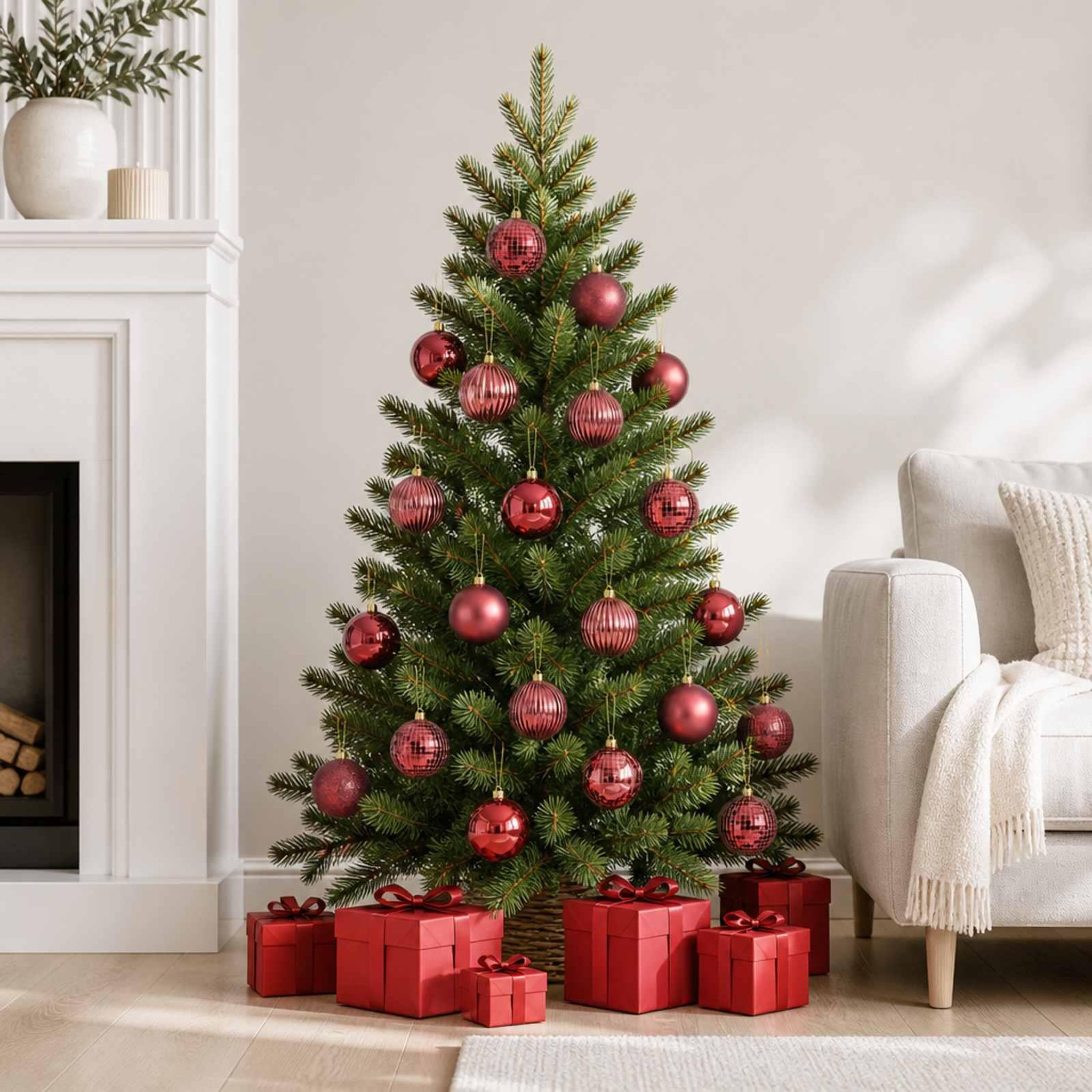 Voir la diapositive 2 : VIDAXL Ensemble de boules de Noël 50 pc Bordeaux Diam. 8 cm
