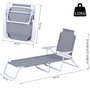 OUTSUNNY Bain de soleil pliable - transat inclinable 4 positions - chaise longue grand confort avec accoudoirs - métal époxy textilène - dim. 160L x 66l x 80H cm - gris clair