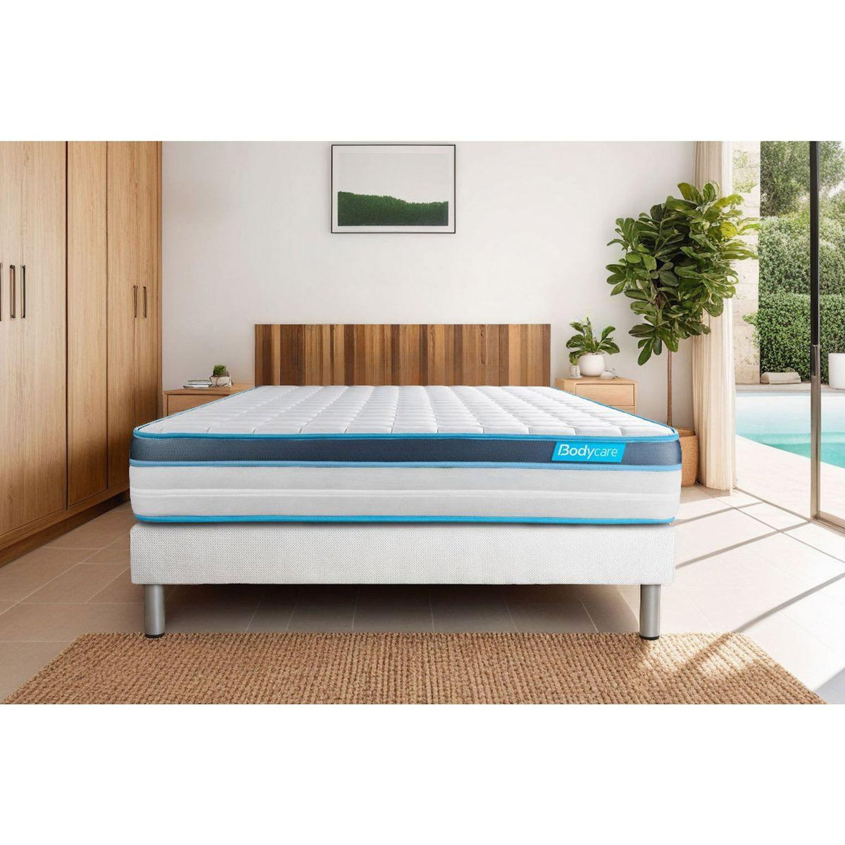 BODYCARE Ensemble 160x200 matelas BodyFit à mémoire de forme + sommier kit blanc
