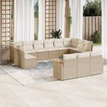 VIDAXL Salon de jardin avec coussins 13 pcs beige resine tressee