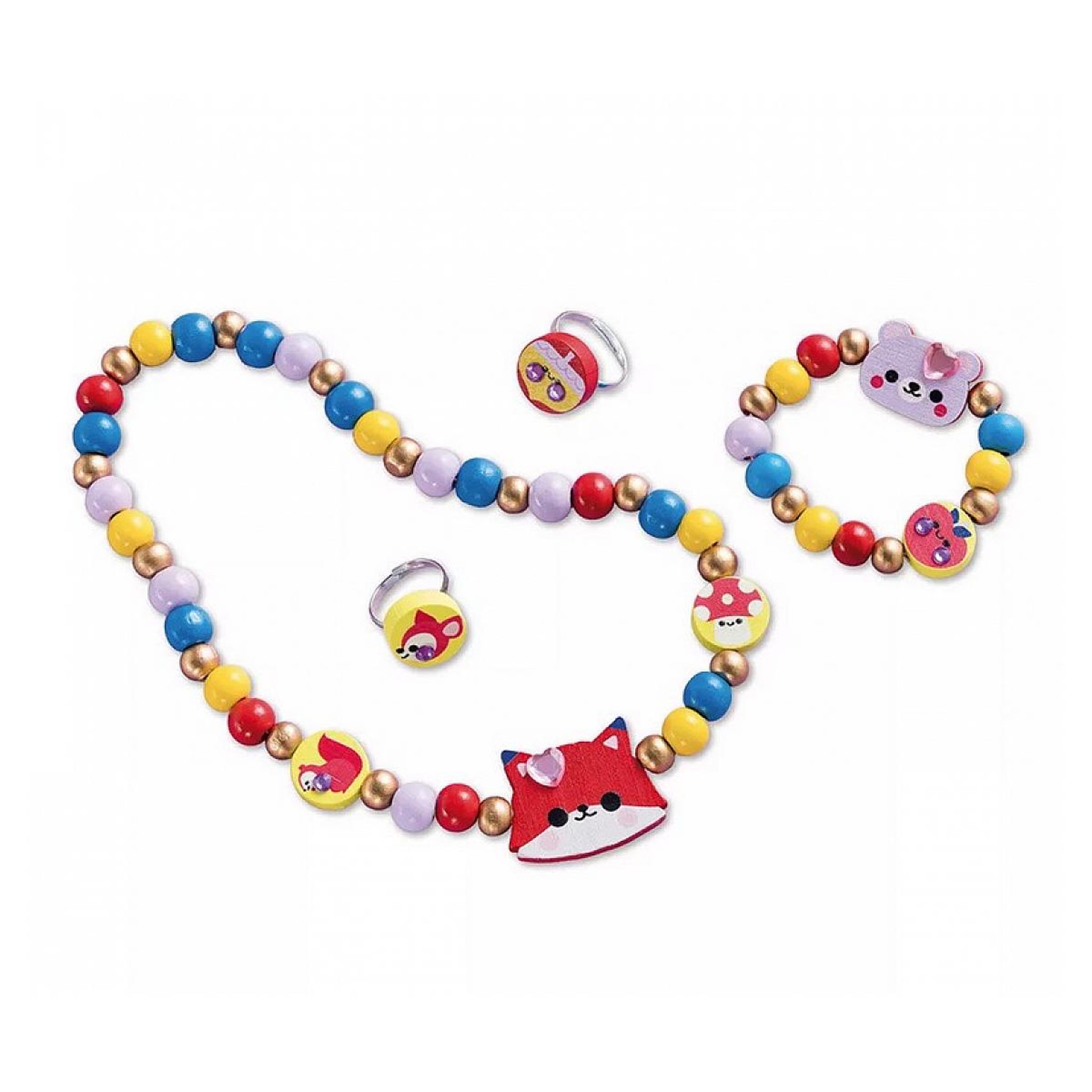 Voir la diapositive 2 : Juratoys-Janod 4 bijoux en bois a creer - Pretty Forest