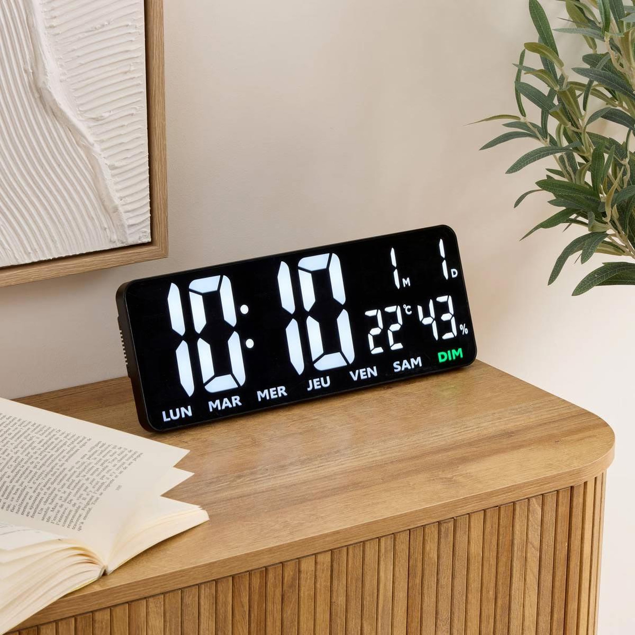 Voir la diapositive 6 : ATMOSPHERA Horloge digitale design  garrett  35cm noir