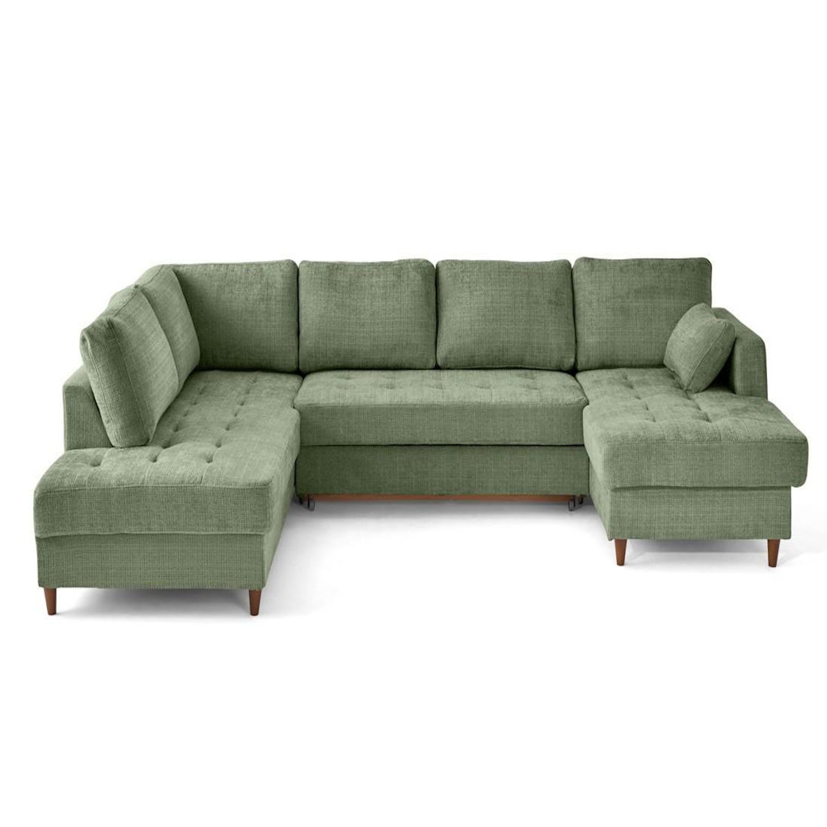 LISA DESIGN Anna - canapé panoramique d'angle gauche 7 places convertible avec coffre en velours texturé