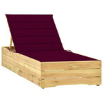 VIDAXL Chaise longue avec coussin bordeaux Bois de pin impregne