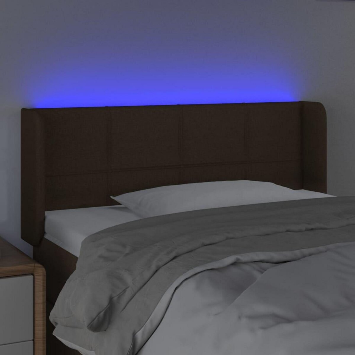 VIDAXL Tete de lit a LED Marron fonce 83x16x78/88 cm Tissu