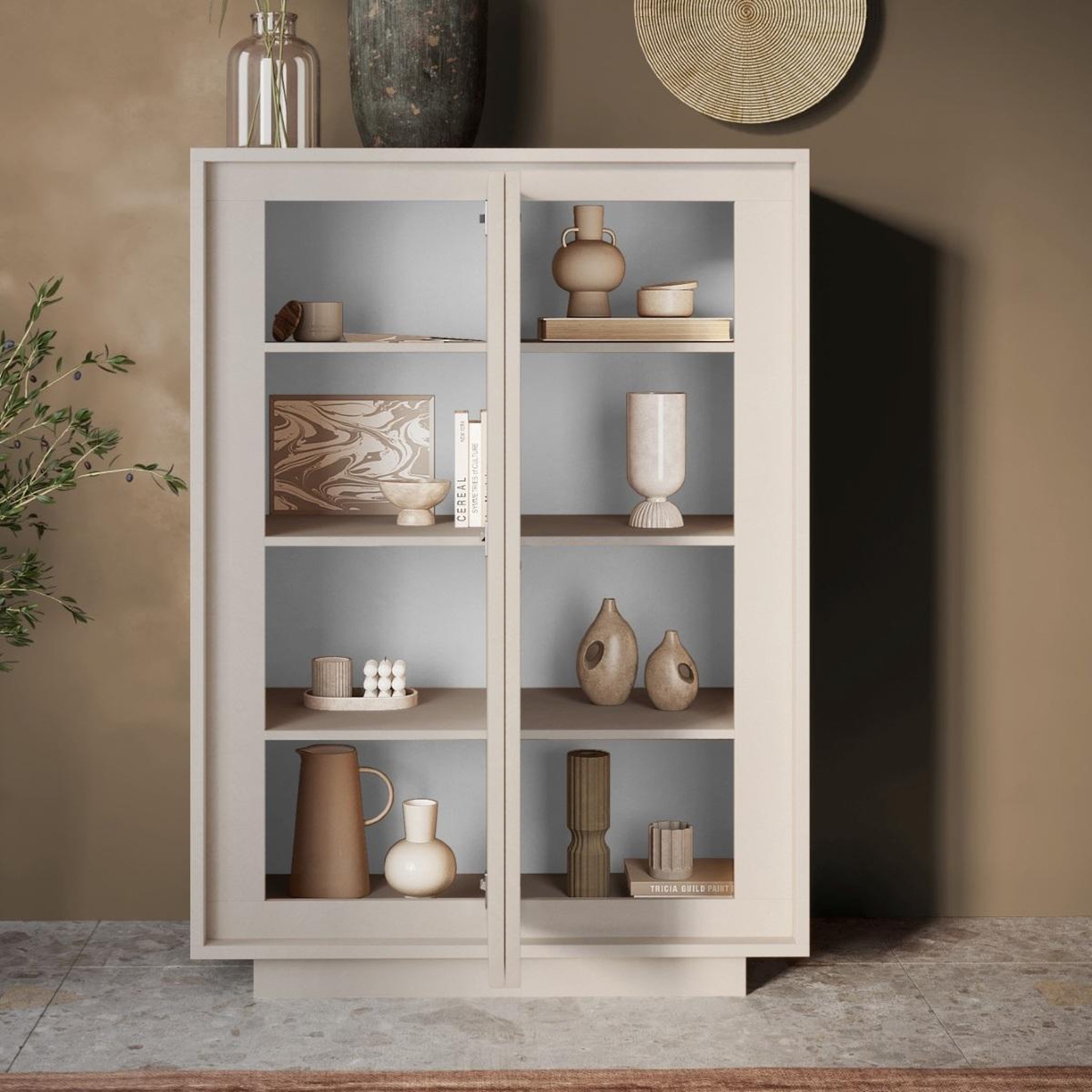 Voir la diapositive 4 : JLC KREATION Argentier-bar 2 portes chic et design coloris beige yori