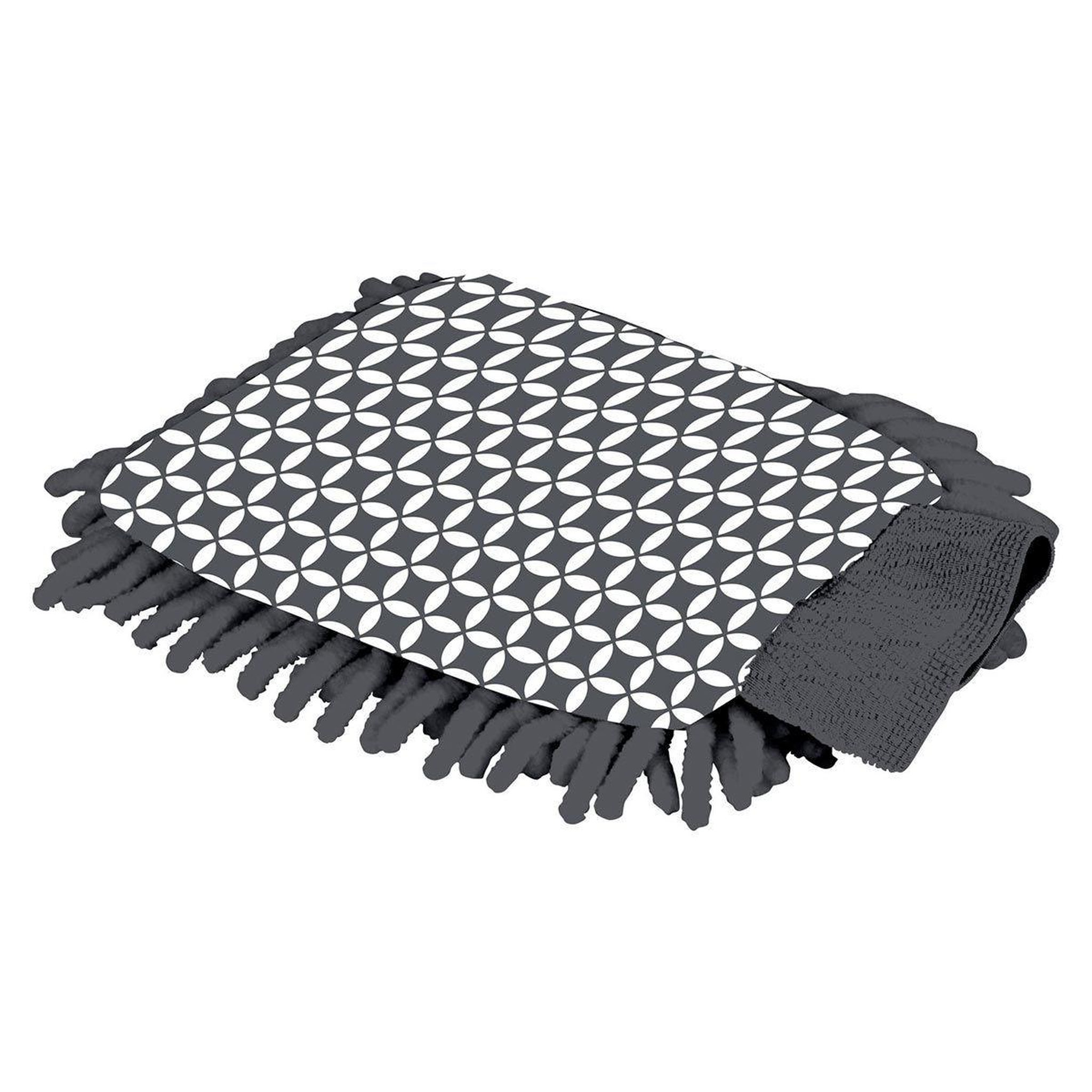 HOMEA Gant microfibre  geoflower  23cm gris & blanc