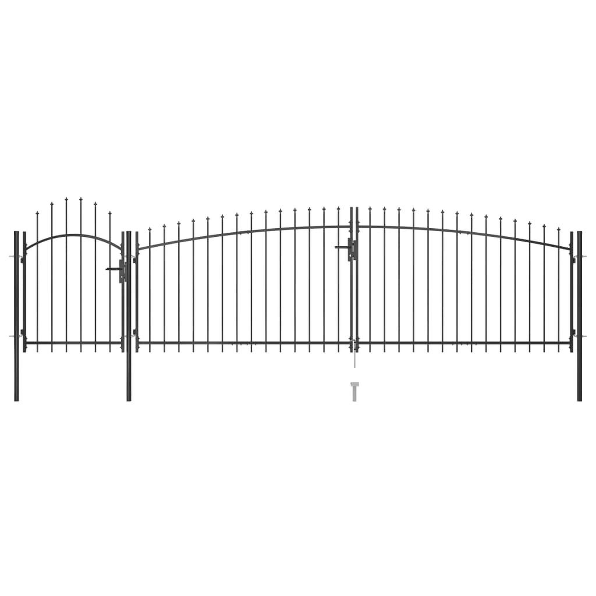 VIDAXL Portail de cloture de jardin avec dessus en lance 5x1,75 m Noir