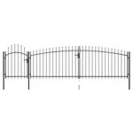 VIDAXL Portail de cloture de jardin avec dessus en lance 5x1,75 m Noir
