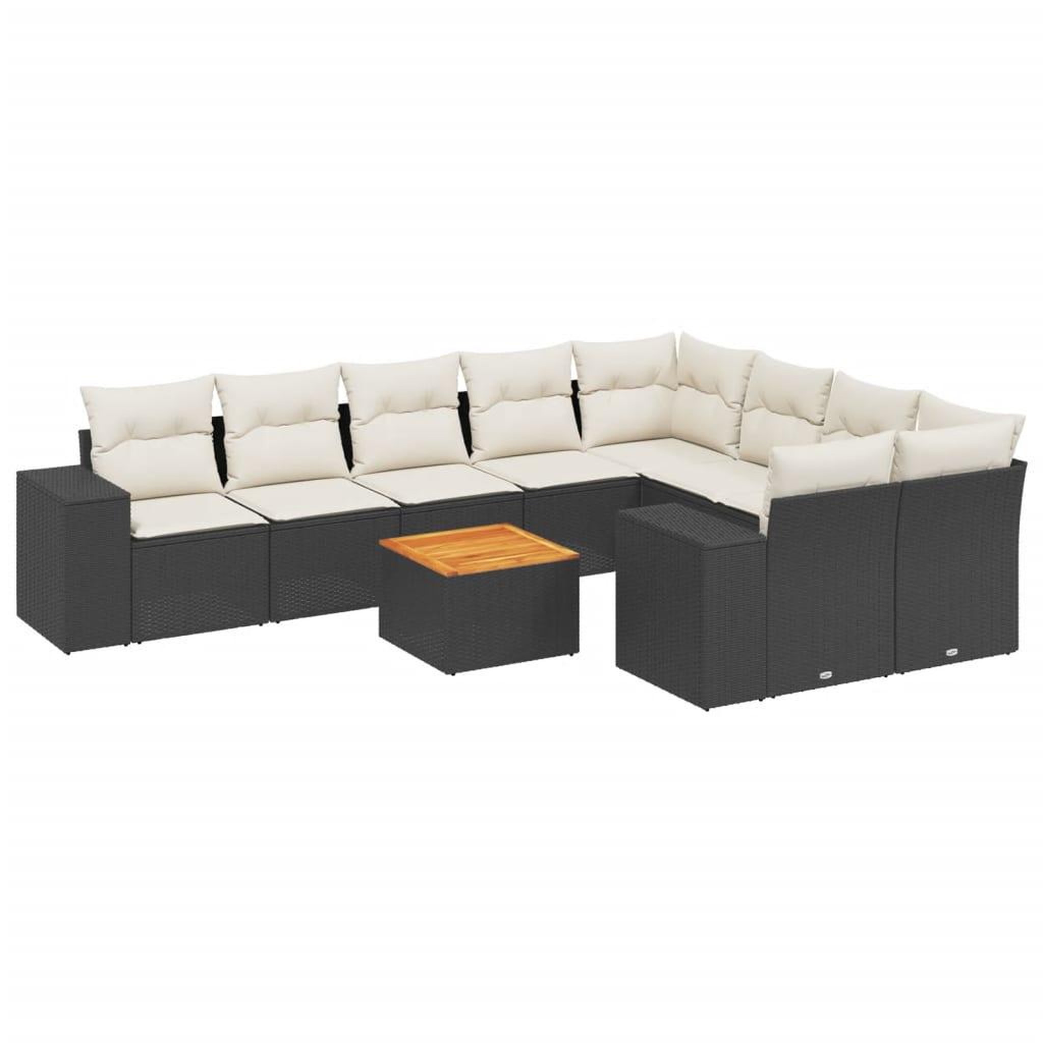 Voir la diapositive 2 : VIDAXL Salon de jardin 10 pcs avec coussins noir resine tressee