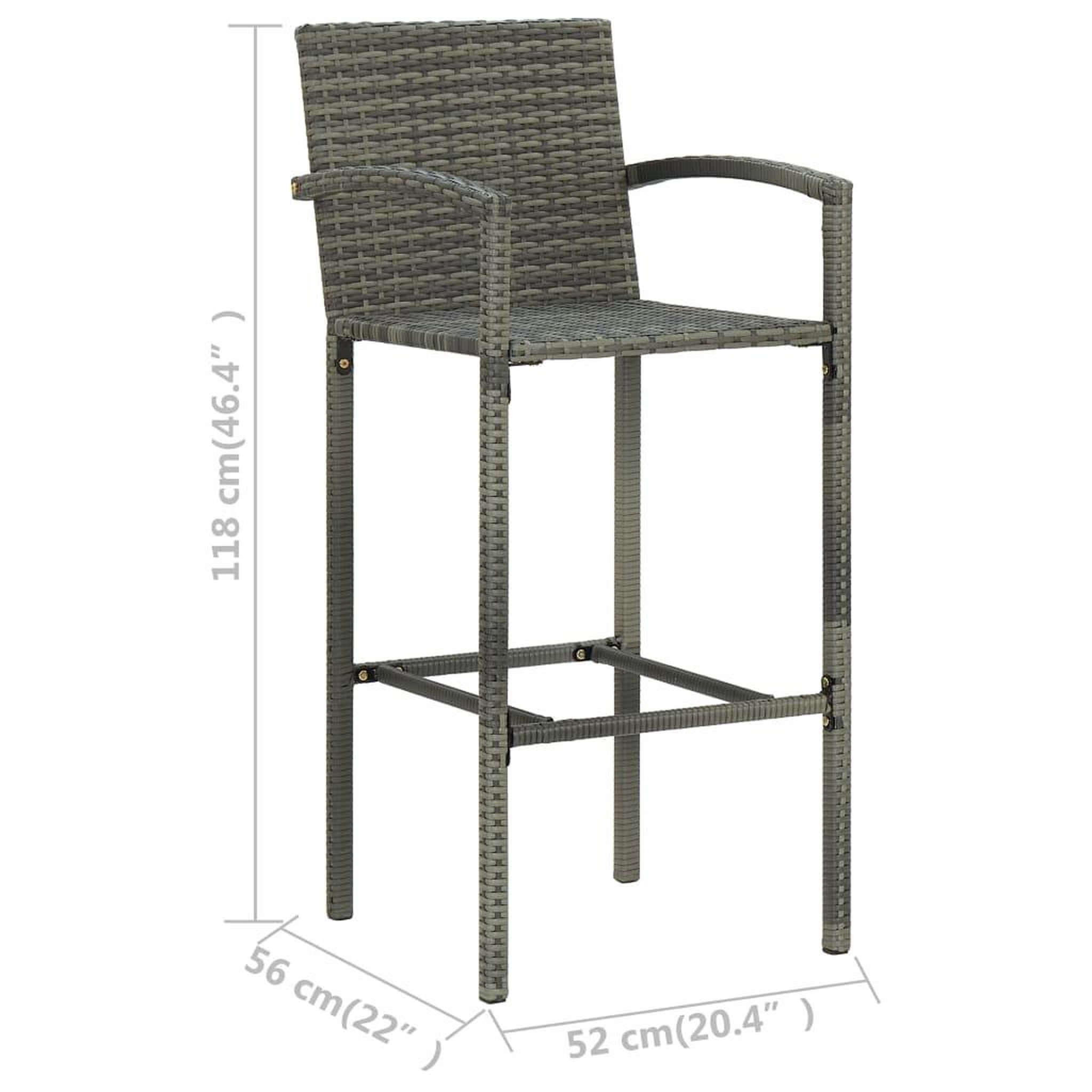 Voir la diapositive 6 : VIDAXL Ensemble de bar d'exterieur 3 pcs accoudoir Resine tressee Gris