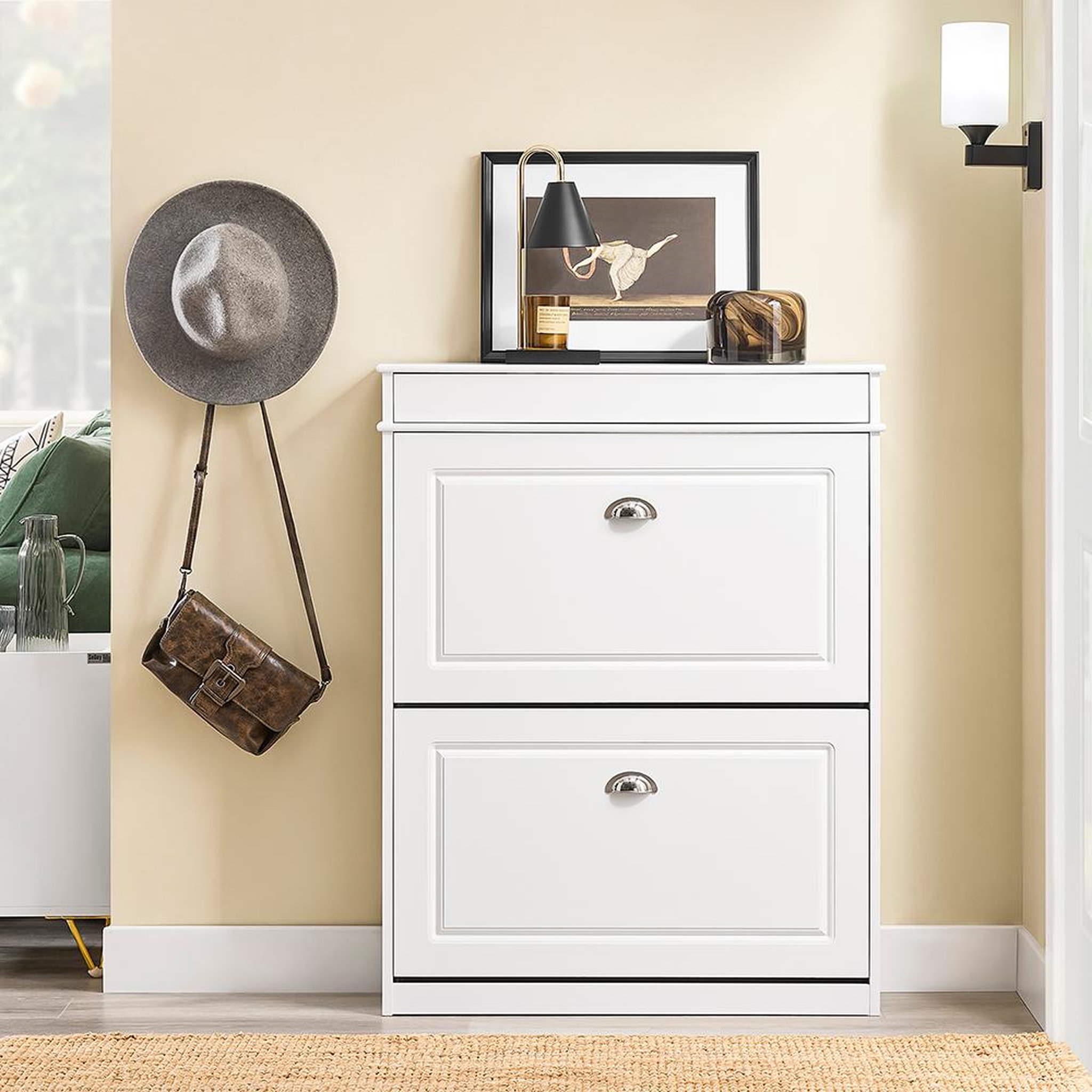 Voir la diapositive 2 : SOBUY SoBuy - Meuble À Chaussures avec un tiroir - Blanc - 75x24x96cm - Classique - FSR78-L-W