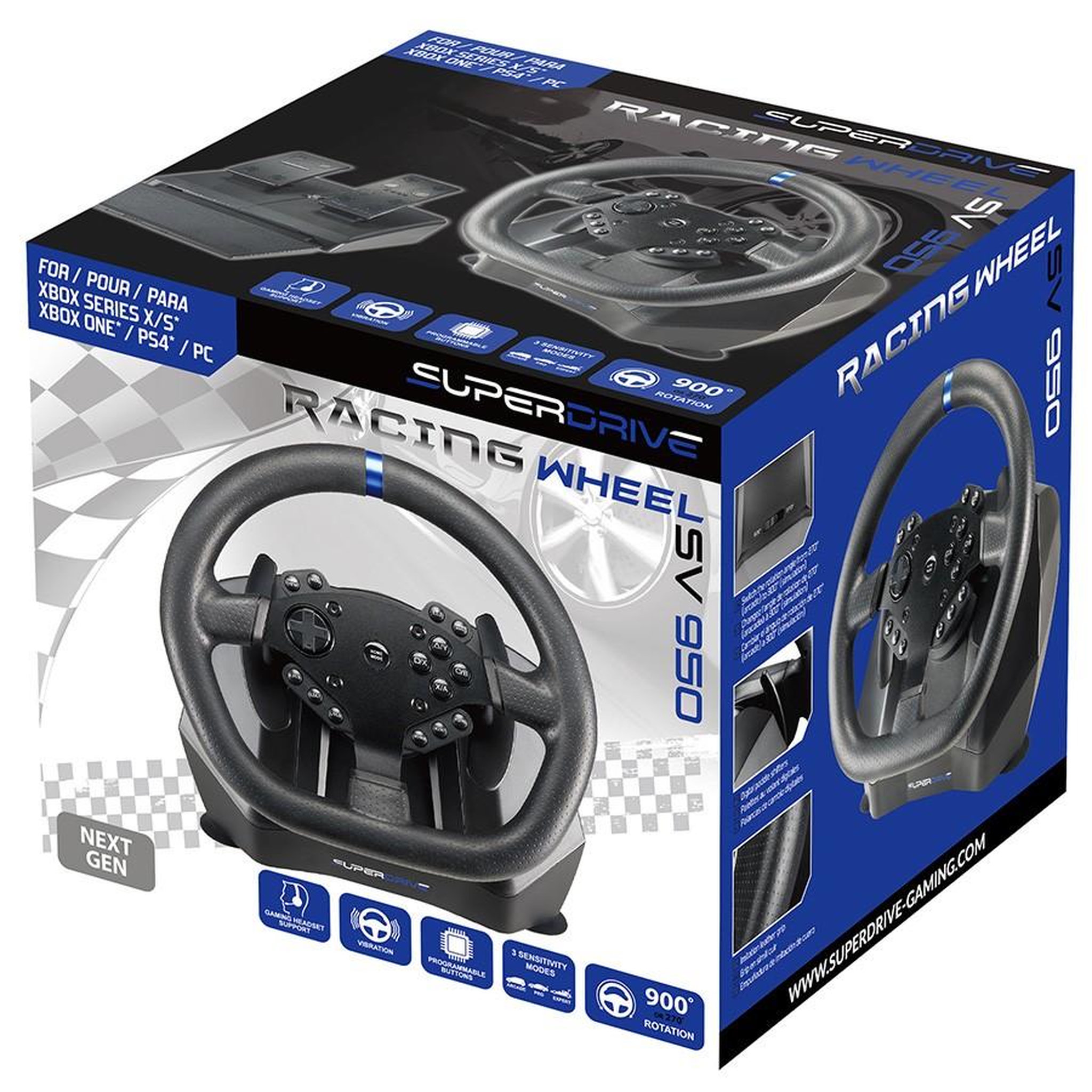 Voir la diapositive 5 : Subsonic Volant Superdrive rotation 900 avec pédalier SV950 pour Xbox Serie X PS4 PC Xbox One