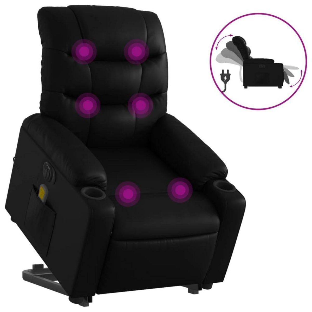 VIDAXL Fauteuil inclinable de massage electrique noir similicuir