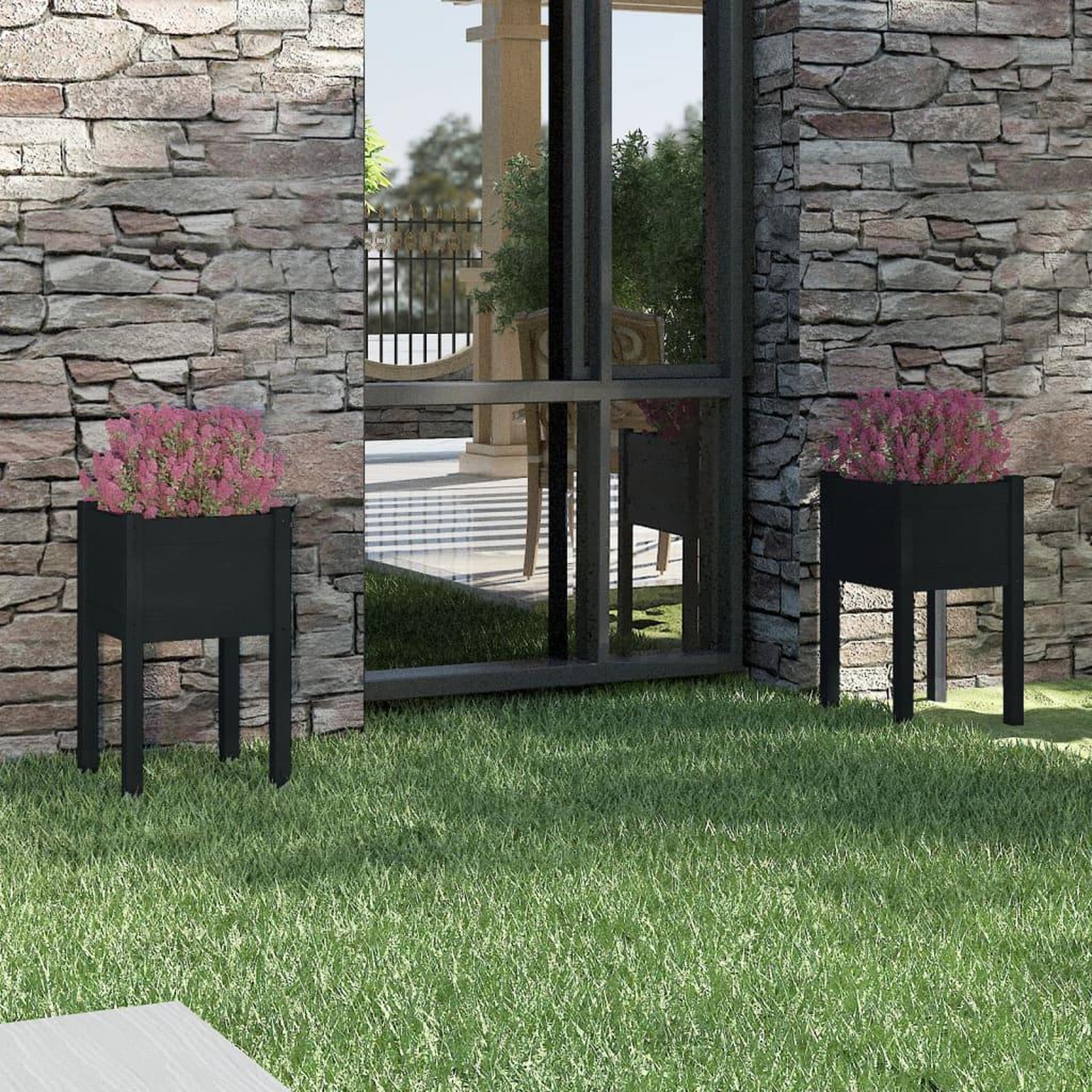 Voir la diapositive 1 : VIDAXL Jardinieres d'exterieur 2pcs Noir 40x40x70cm Bois de pin massif