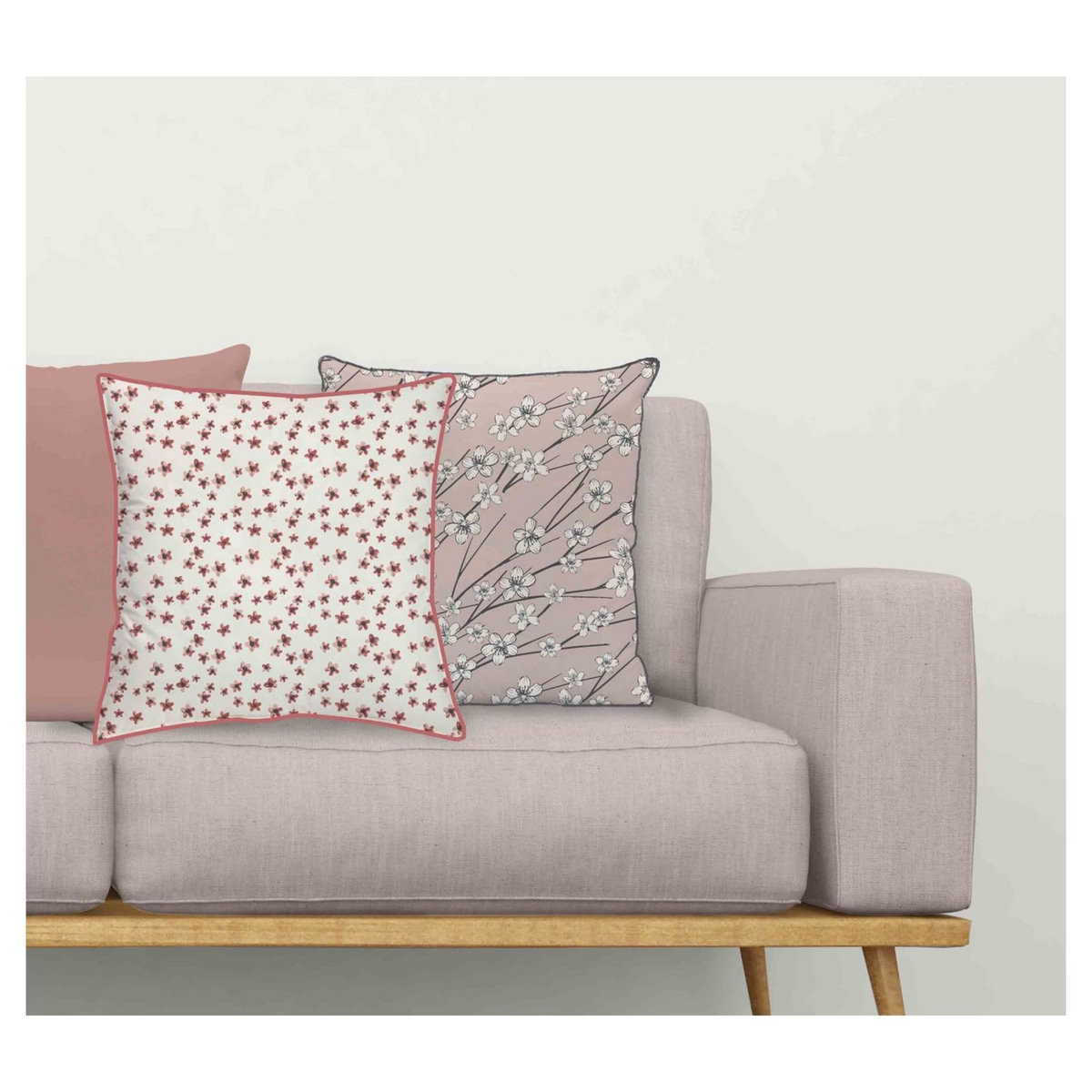 Coussin déco motif floral 