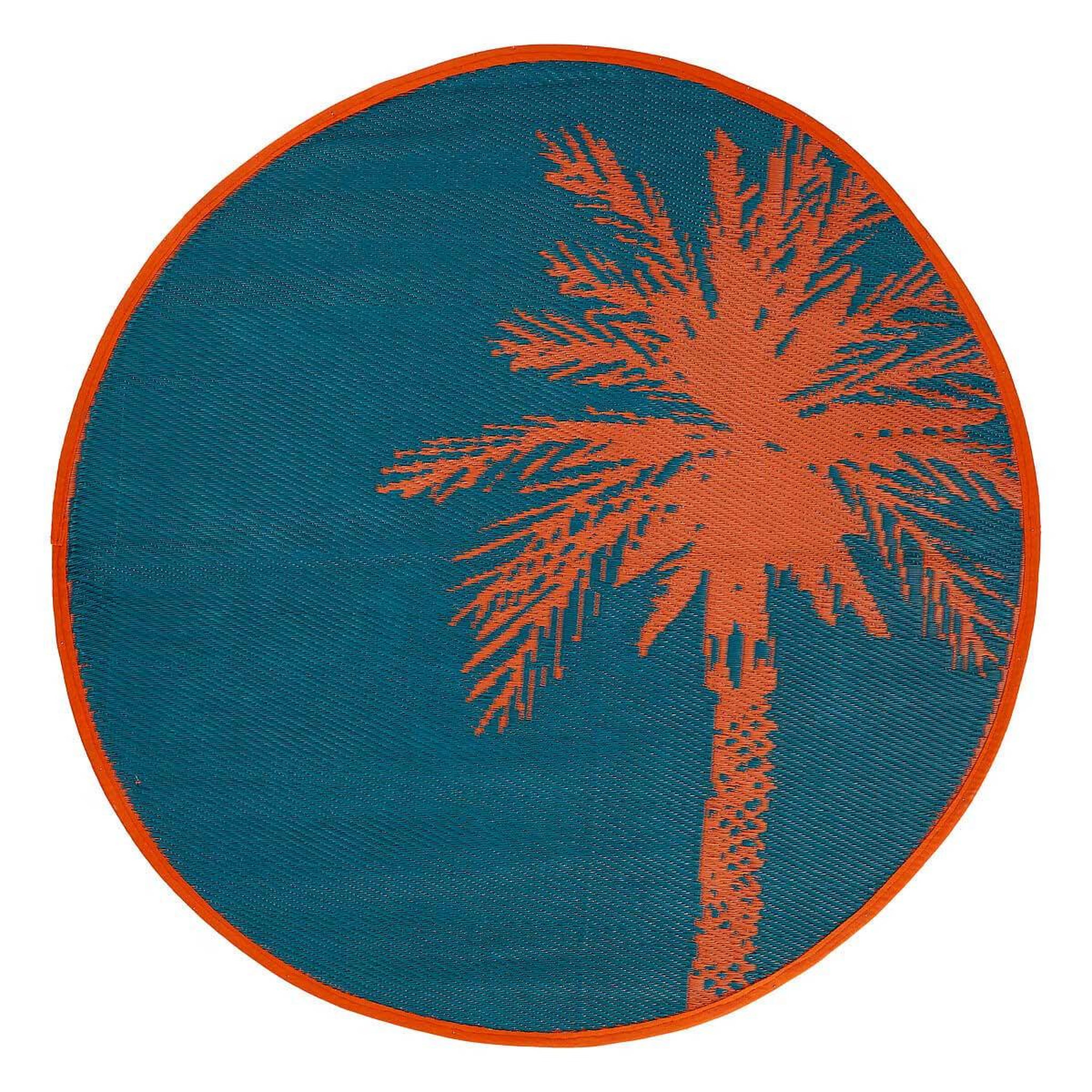 ATMOSPHERA Tapis déco palmier  yucatan  120cm bleu canard