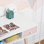 HOMCOM Bureau enfant style scandinave avec tiroir et compartiment de rangement 100L x 48l x 76,5H cm MDF et pin blanc gris et rose