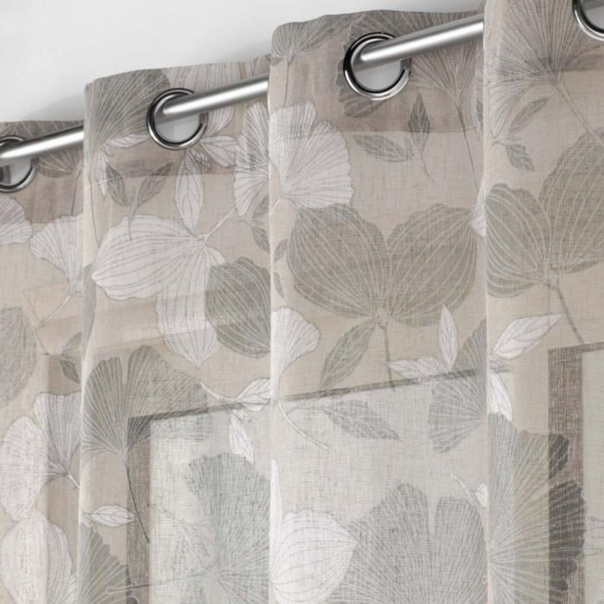 Paris Prix Rideau Voilage à Œillets  Ginko  140x280cm Noisette