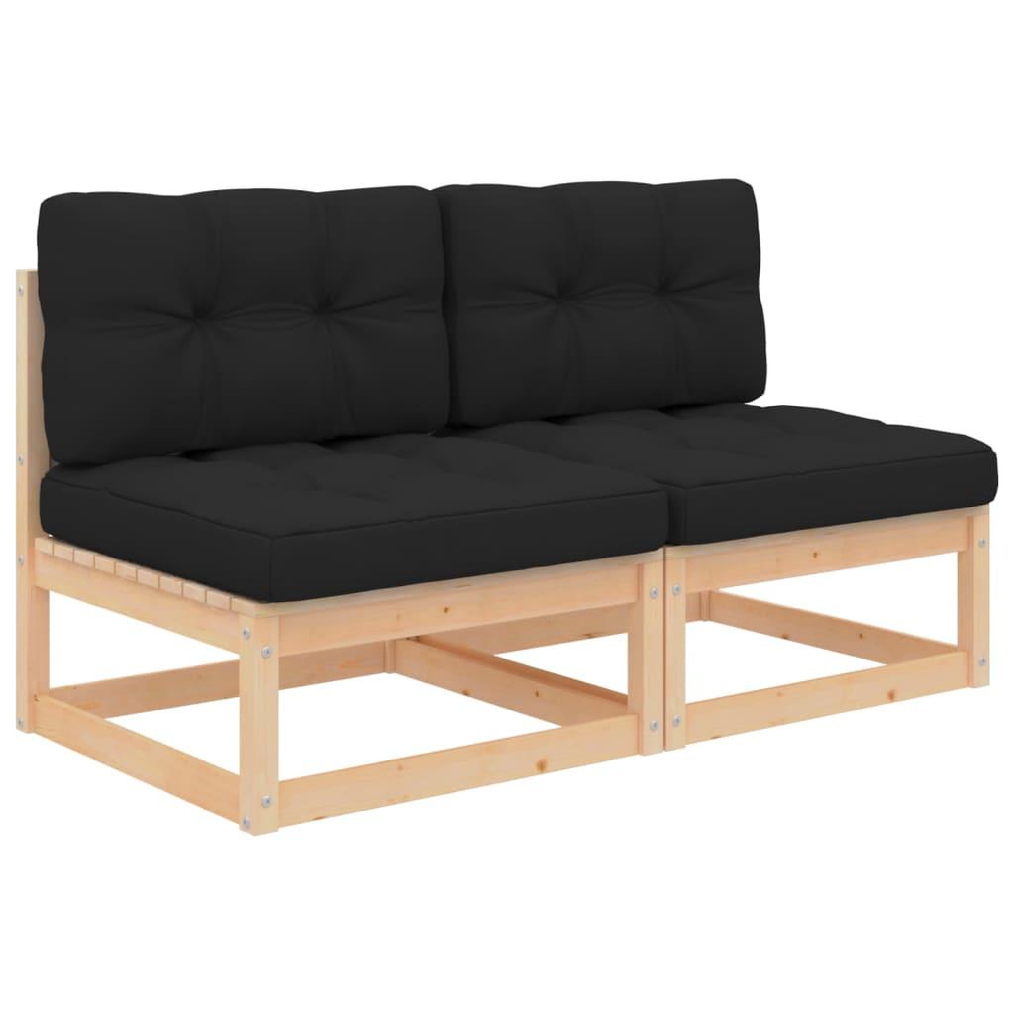 Voir la diapositive 1 : VIDAXL Canapes centraux de jardin coussins 2 pcs Bois de pin massif