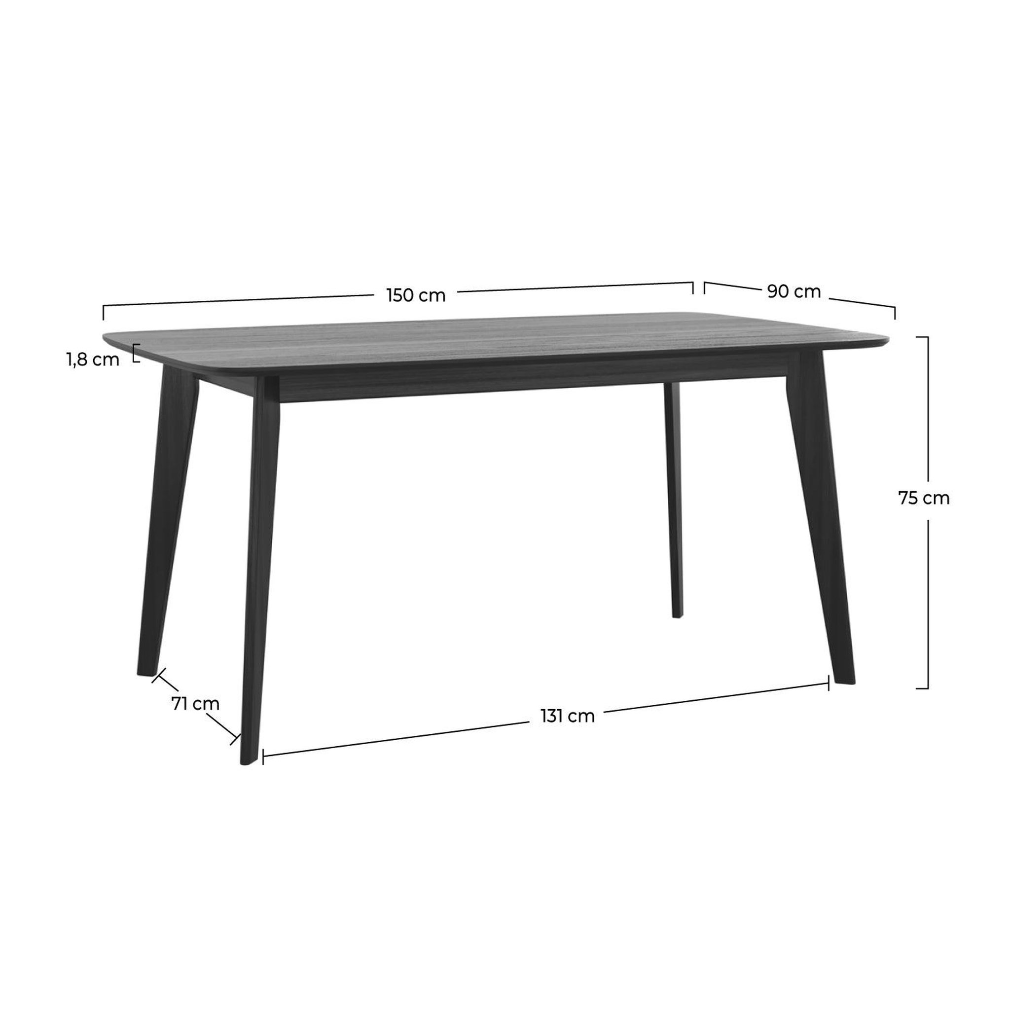 Voir la diapositive 4 : MAISON PAVANE Table rectangulaire 6 personnes en bois noir 150 cm-oman