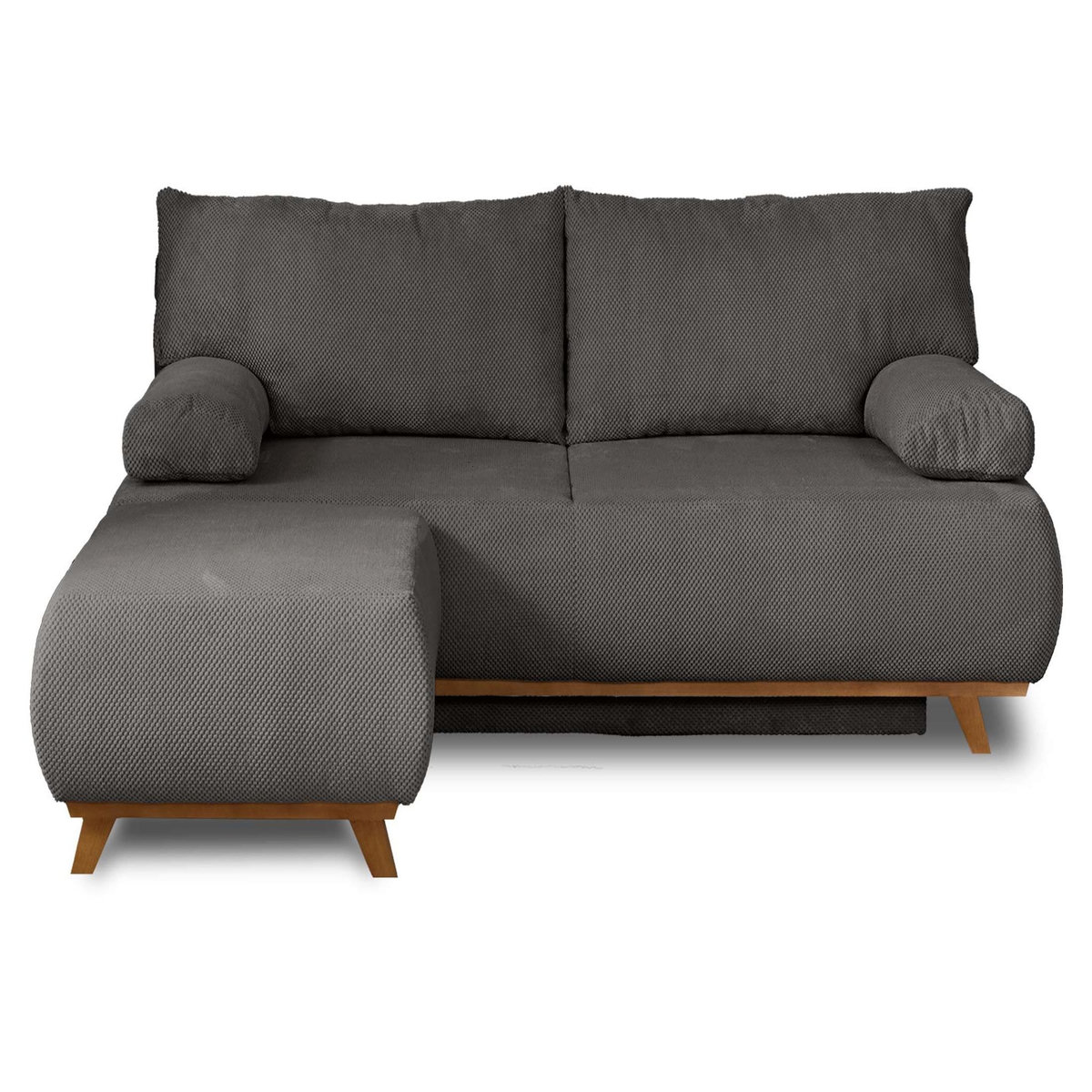 BEST MOBILIER Cristal - canapé 3 places - convertible avec coffre et pouf - en velours texturé