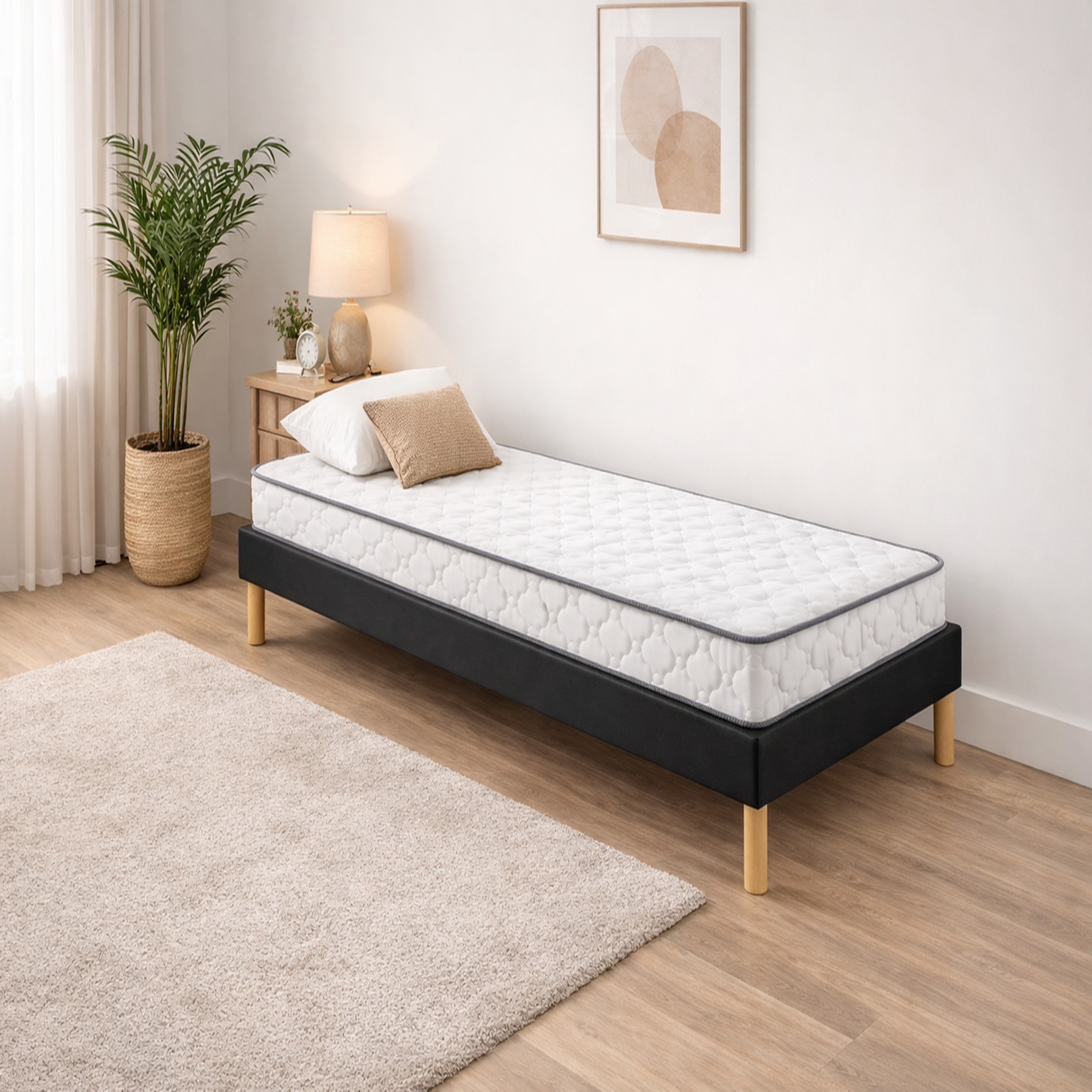 Voir la diapositive 1 : KING OF DREAMS Ensemble Sommier Tapissier et Matelas Soutien Très Ferme