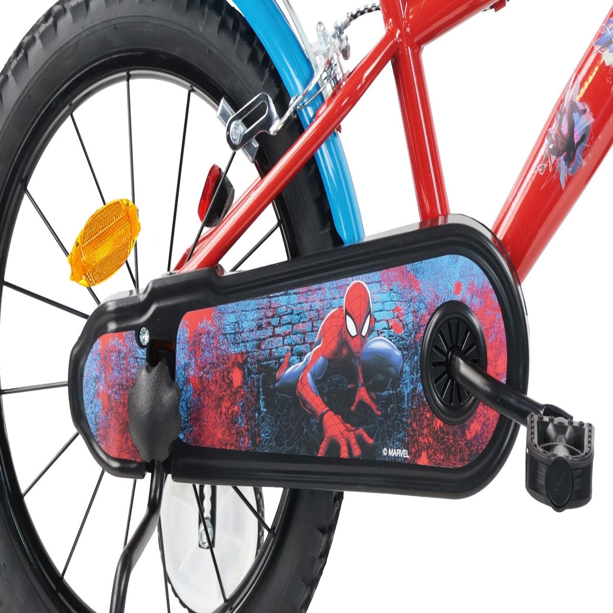 Spiderman Vélo enfant 16'' SPIDERMAN / MARVEL pour enfant de 100 cm à 125 cm avec 2 freins, plaque avant, bidon arrière et pneus gonflables !