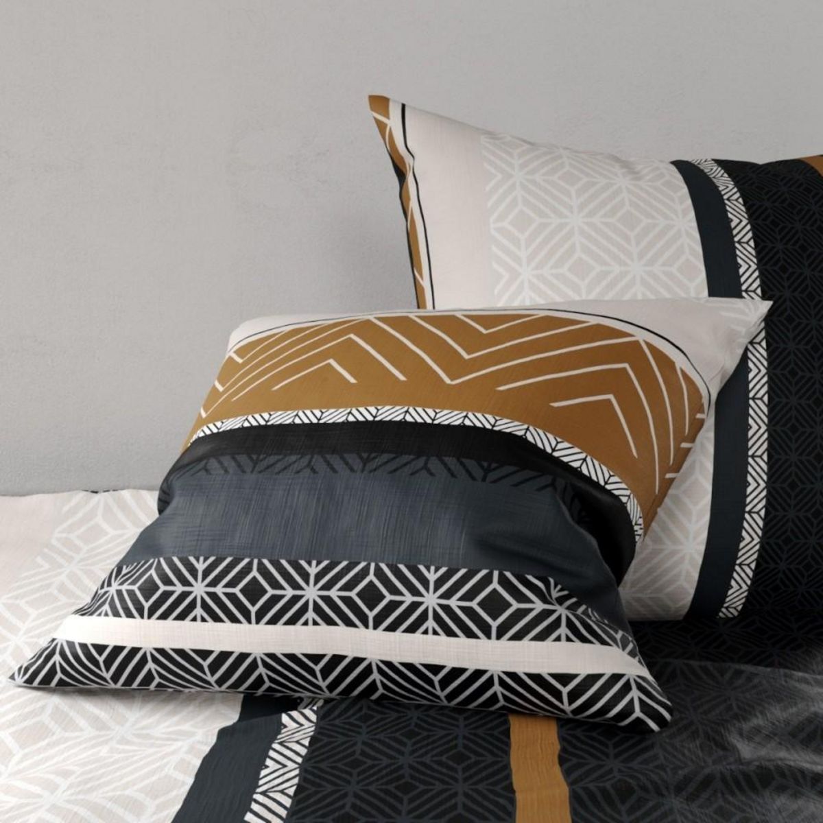 ATELIER DU COTON Housse de couette 240x220 TROPHE + 2 taies coton 57 fils