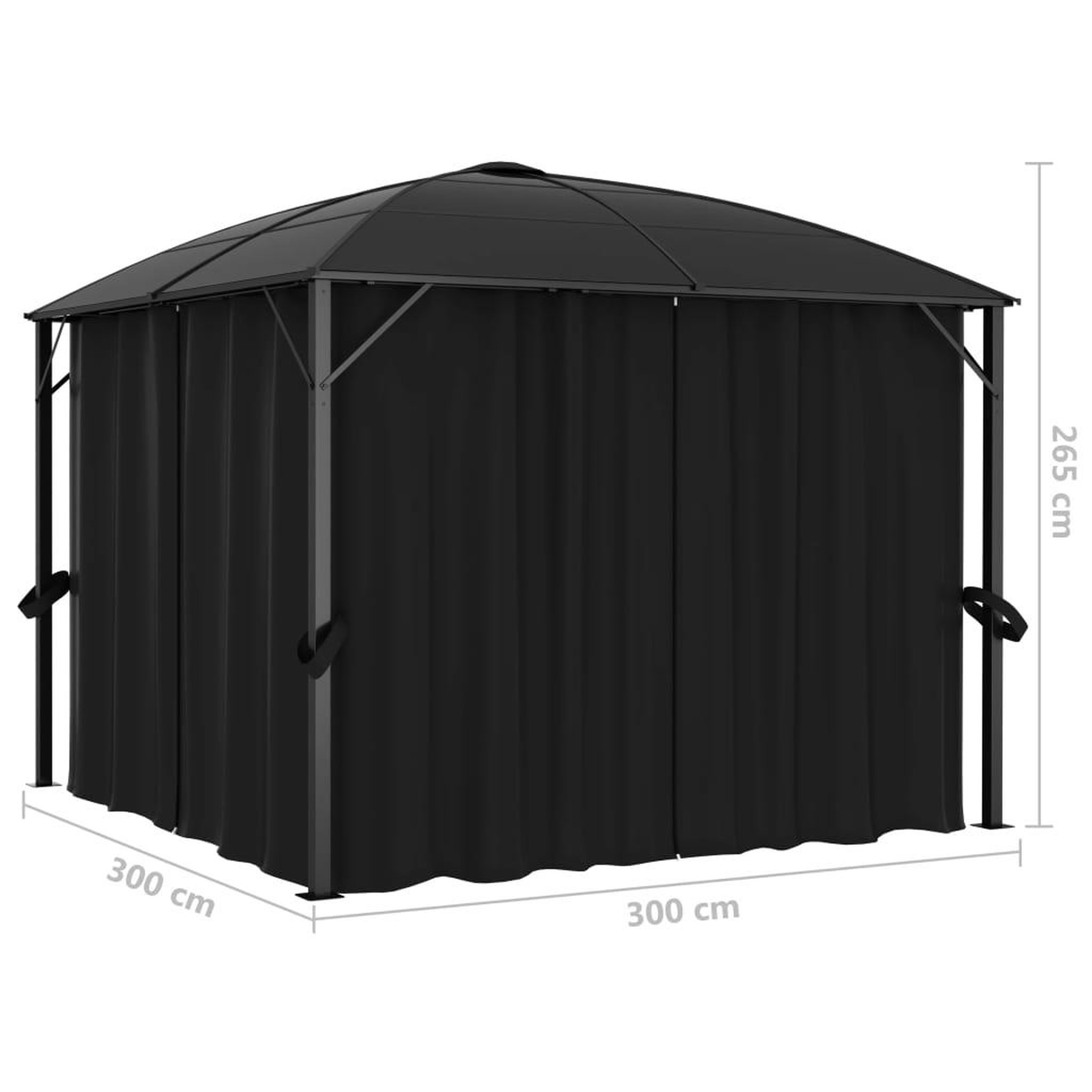 Voir la diapositive 6 : VIDAXL Tonnelle avec rideaux 300x300x265 cm Anthracite