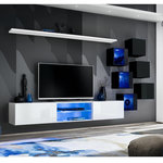 Paris Prix Ensemble Meuble TV  Switch XXI  260cm Blanc & Noir