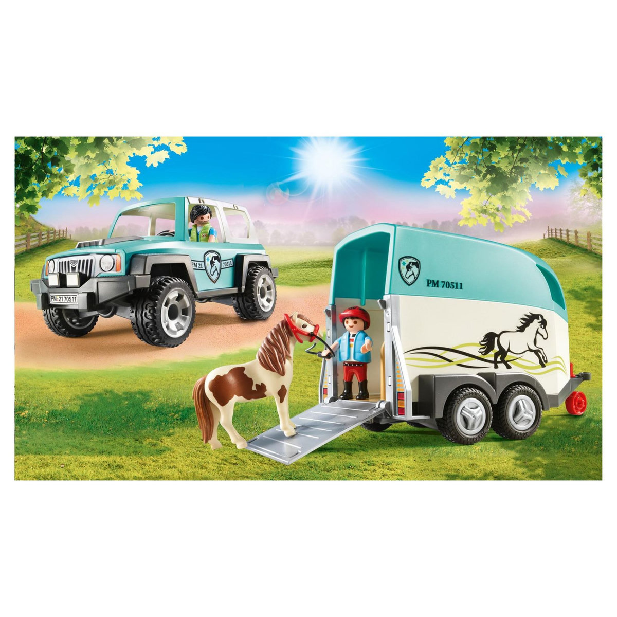 PLAYMOBIL 70511 - Country Voiture et Van pour poney 